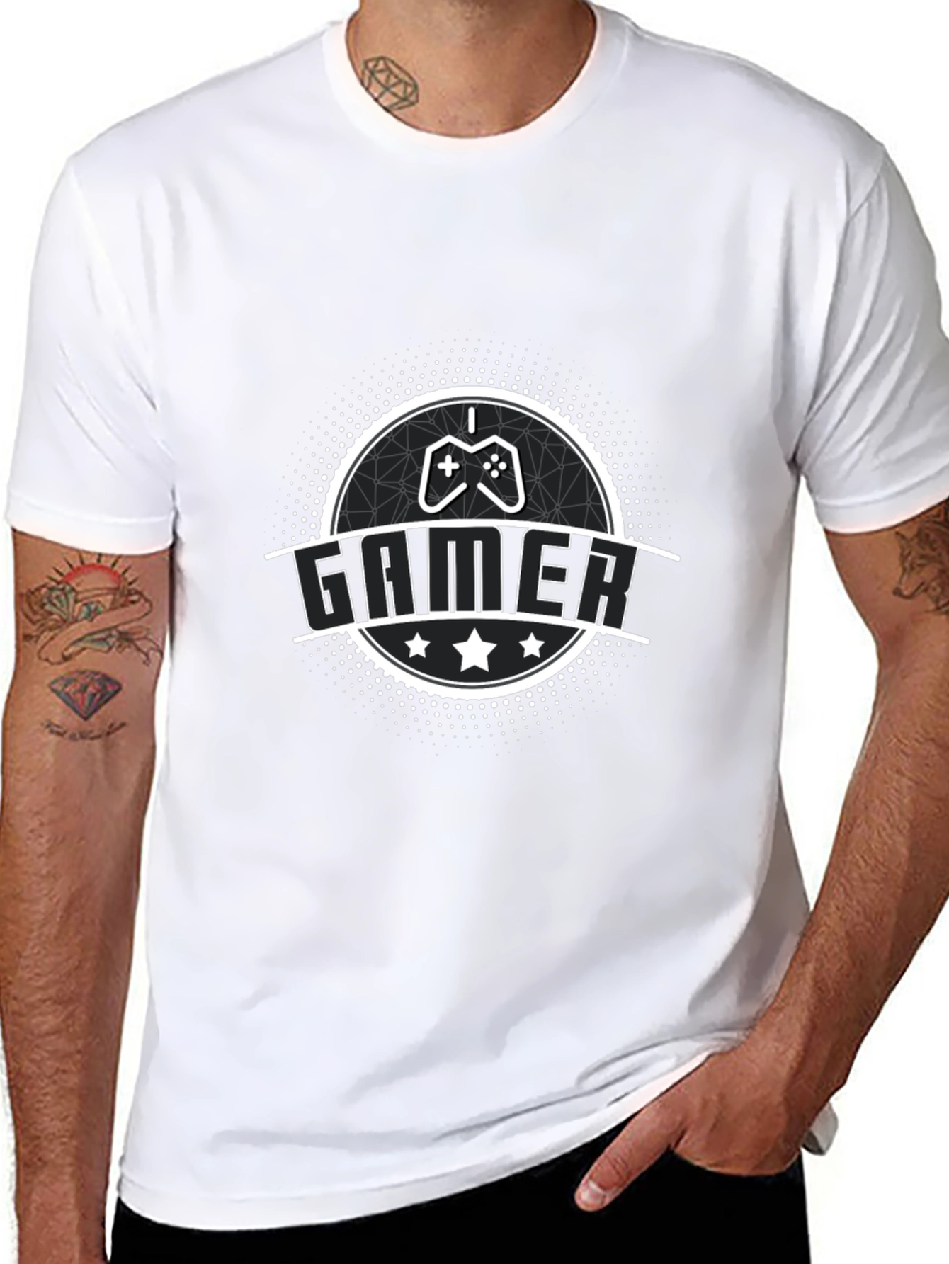 Black Gamer Graphic Tee - Black Cotton Blend view 8