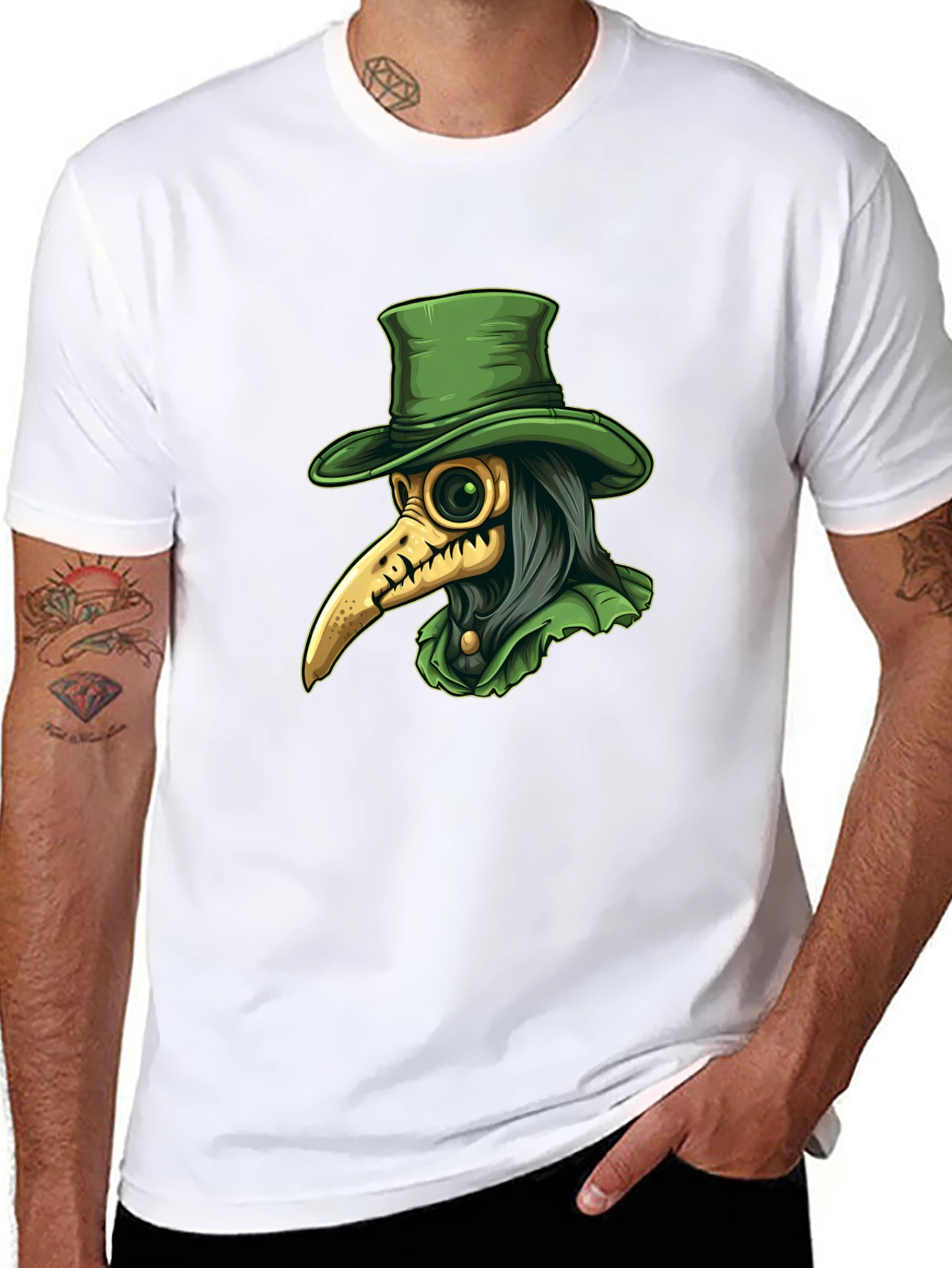 Black Plague Doctor Graphic Tee - Unique Gothic Fashion view 8
