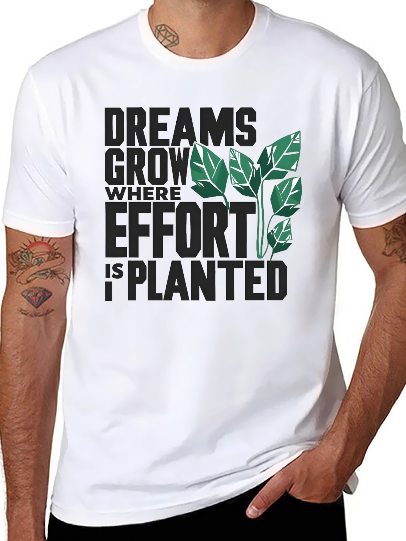 Black Dreams Grow Where Effort is Planted T-Shirt view 8