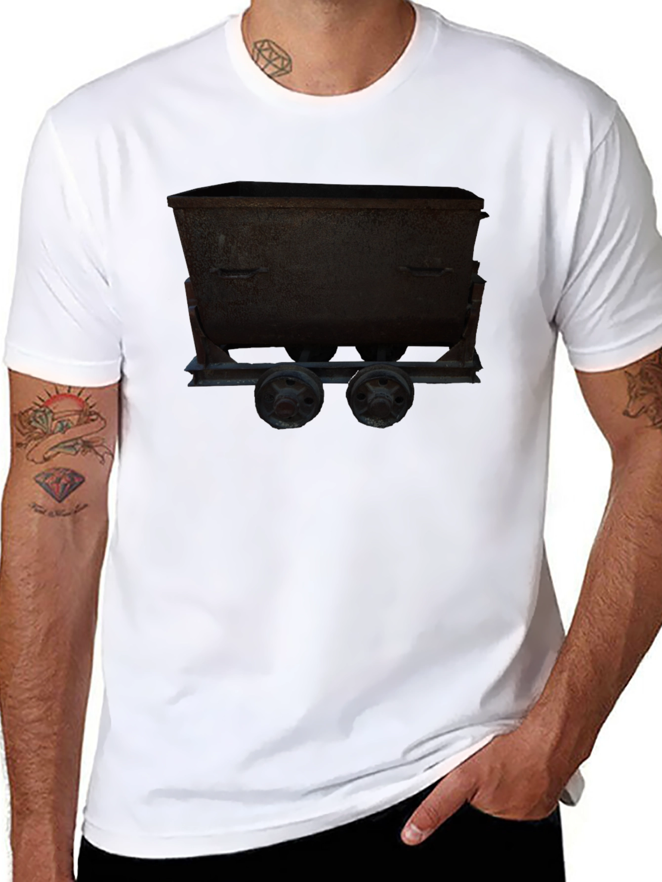 Black Mining Cart Graphic Tee - Dark view 8