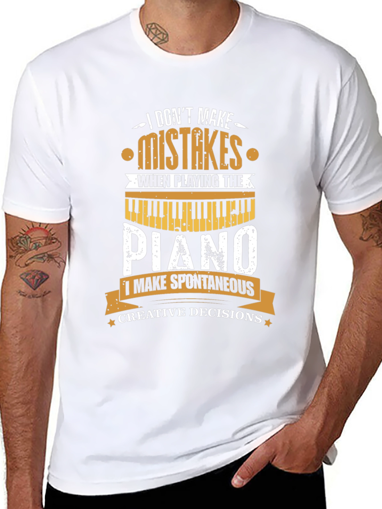 Black Piano Player T-Shirt - I Don't Make Mistakes Musician Tee view 8