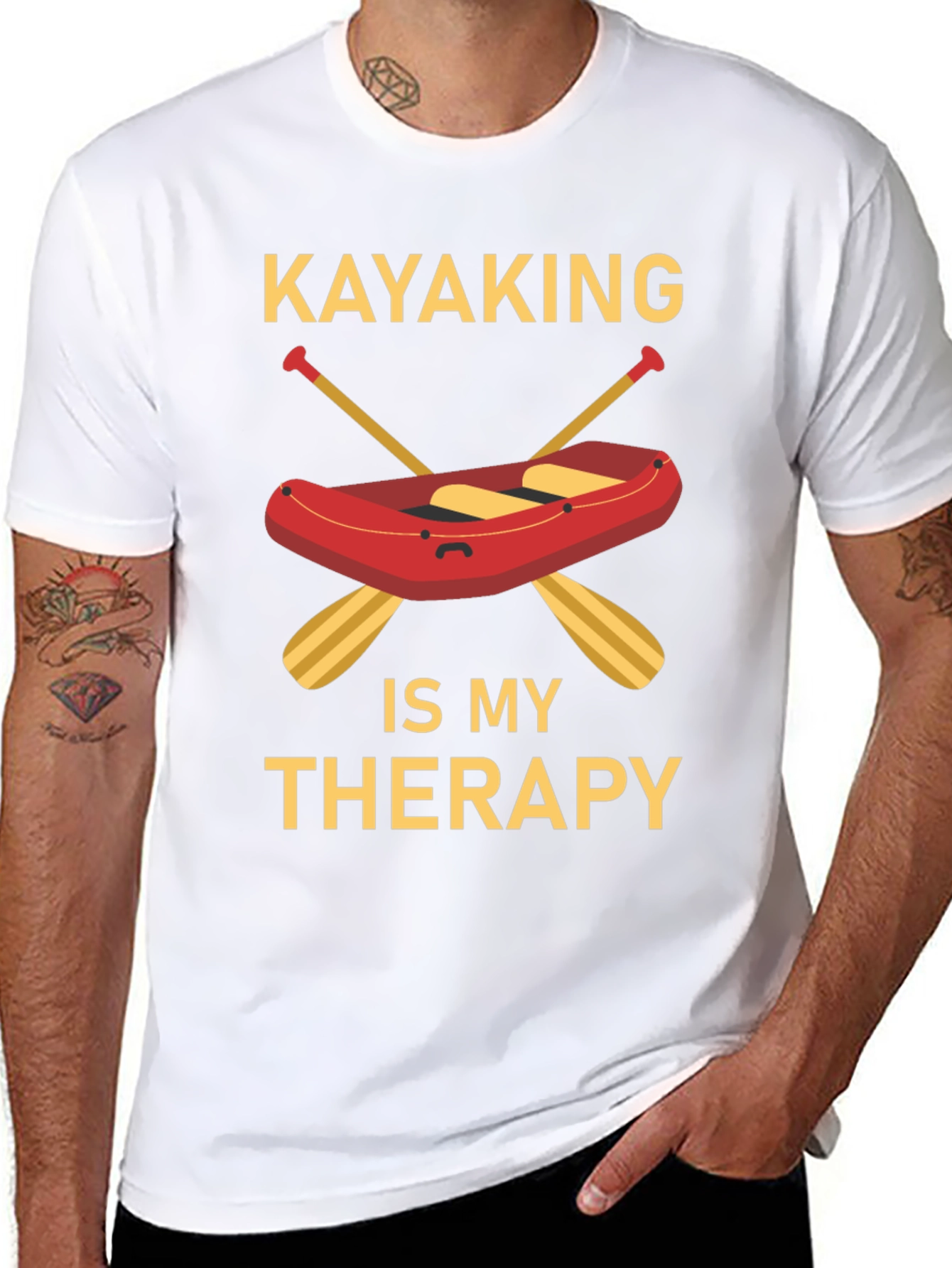 Black Kayaking Therapy Graphic T-Shirt - Black view 8