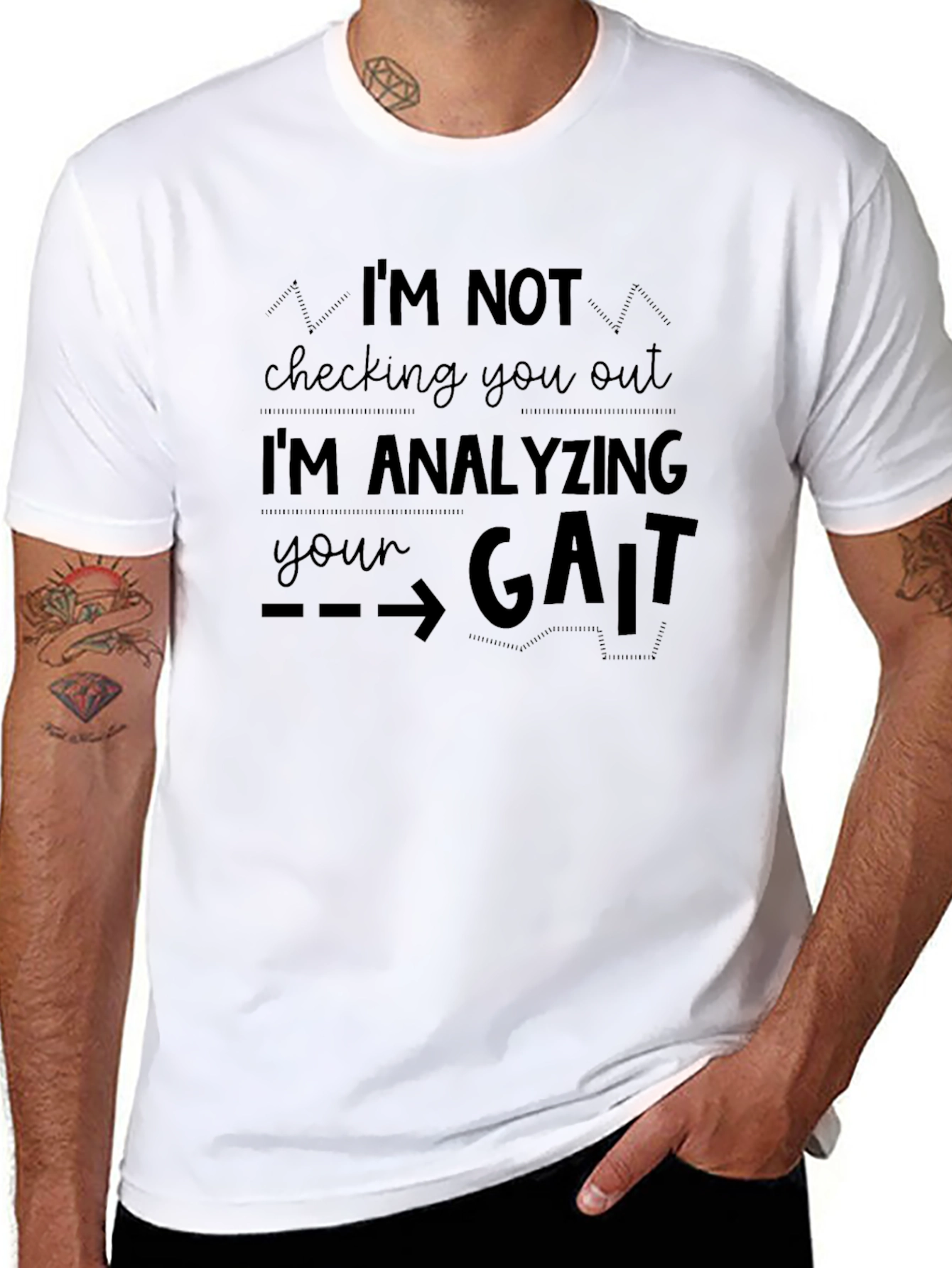 Black Analyzing Your Gait Funny Novelty Tee view 8