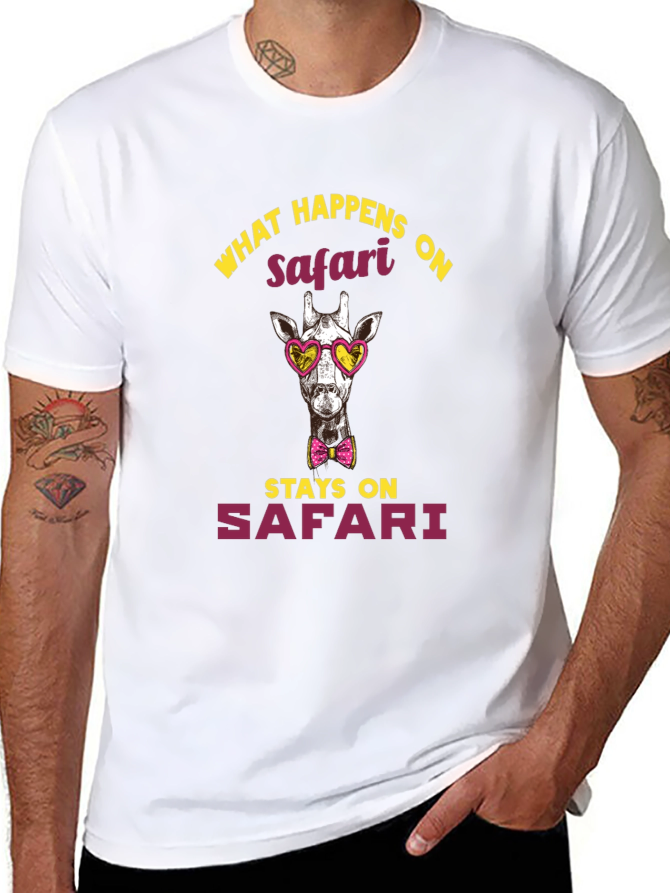 Black Safari Giraffe Graphic Tee view 8