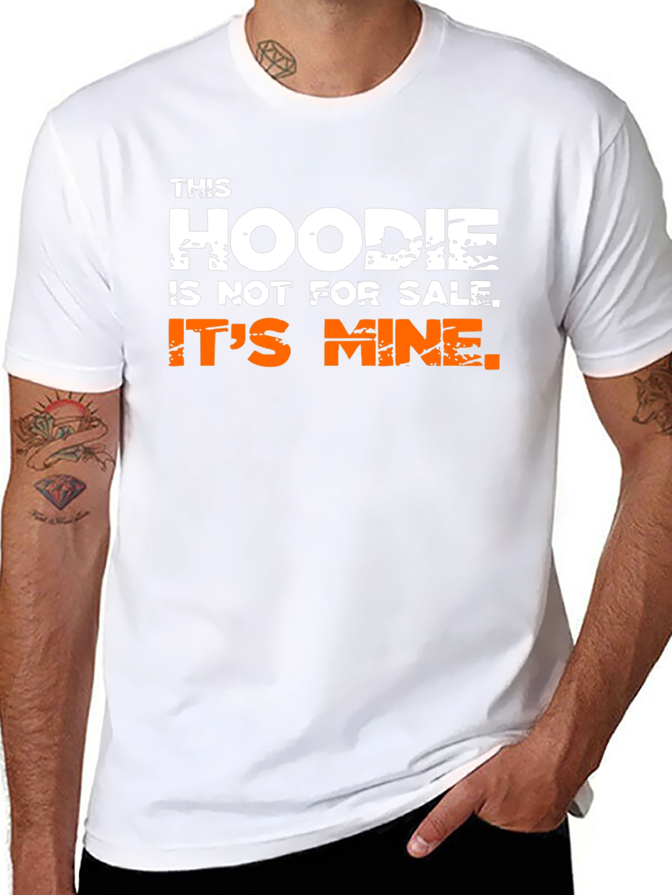 Black Humorous 'This Hoodie Is Not For Sale' Graphic Tee view 8
