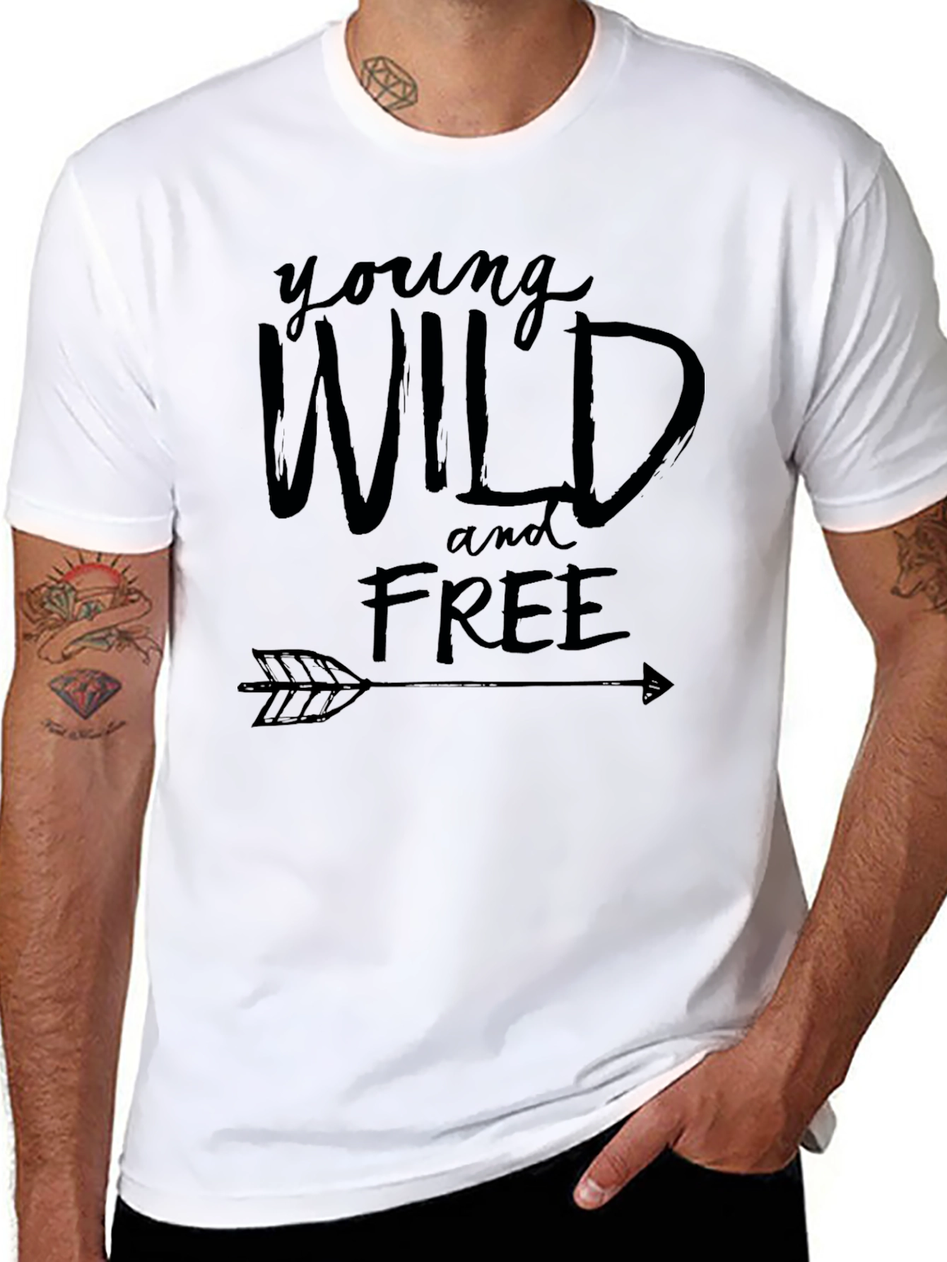 Black Young Wild & Free Graphic Tee - Unisex view 8