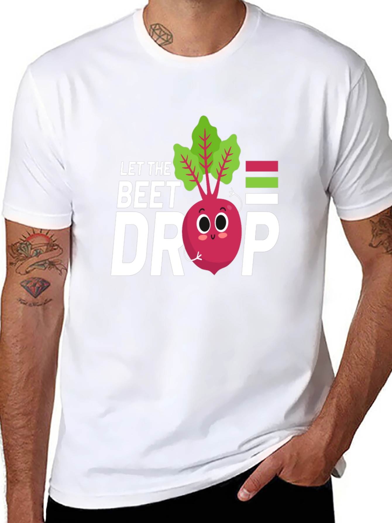 Black Let the Beet Drop Graphic Tee - Cute Vegetable Pun T-Shirt view 8