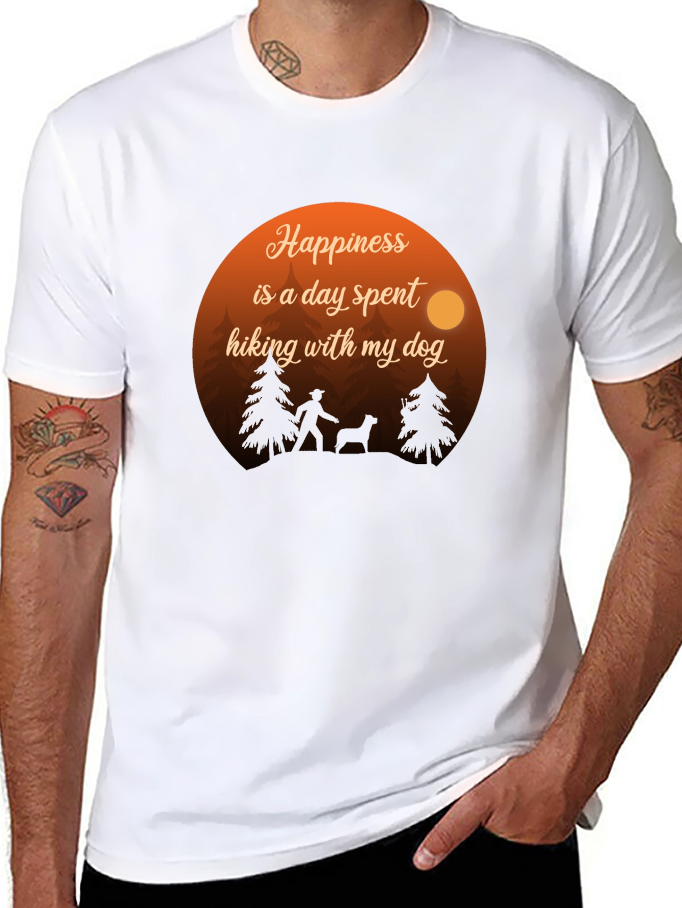 Black Happiness Hiking Dog Graphic Tee - Black Cotton Blend Shirt view 8