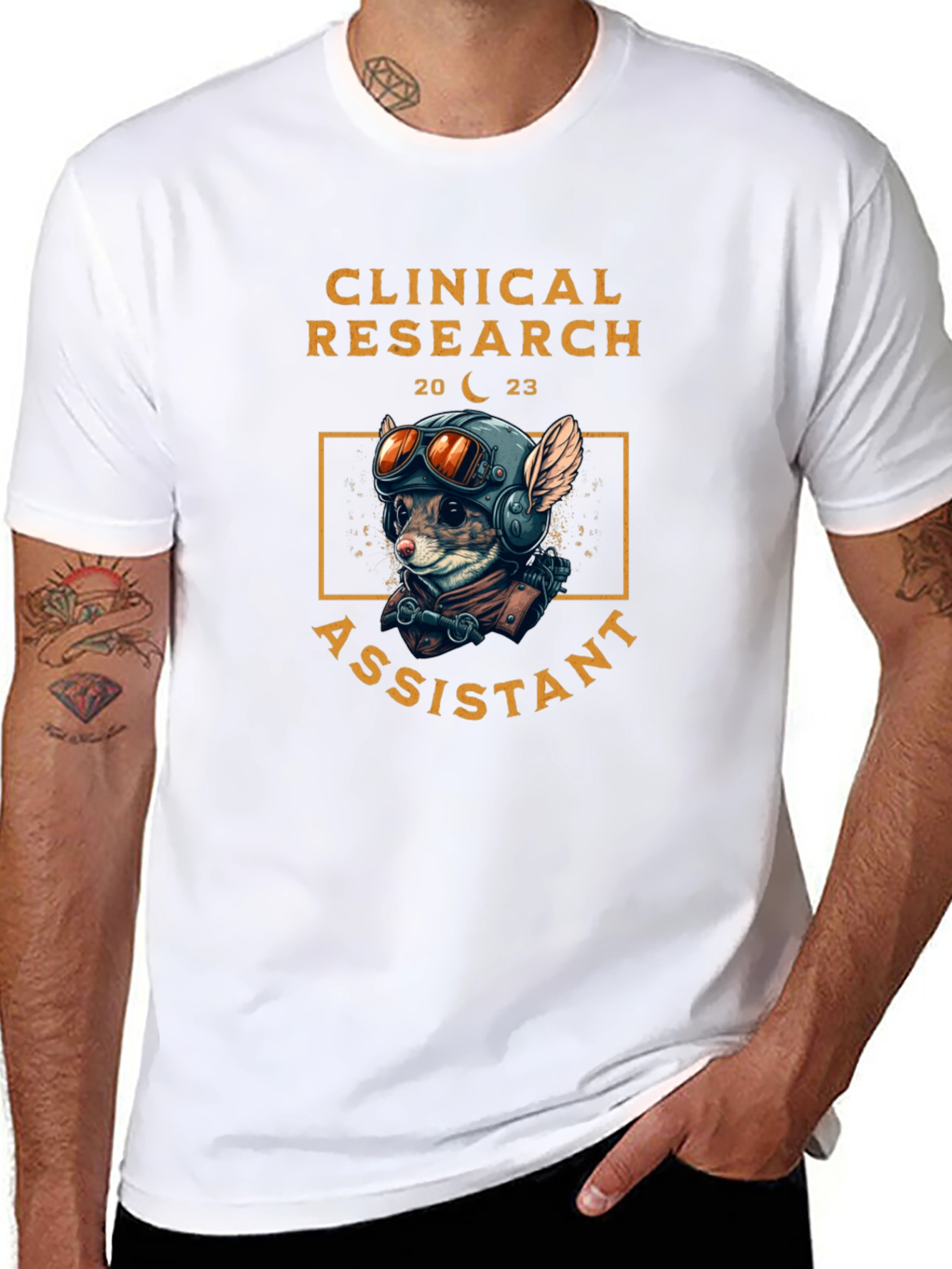 Black Clinical Research Assistant T-Shirt - Pilot Mouse Design view 8