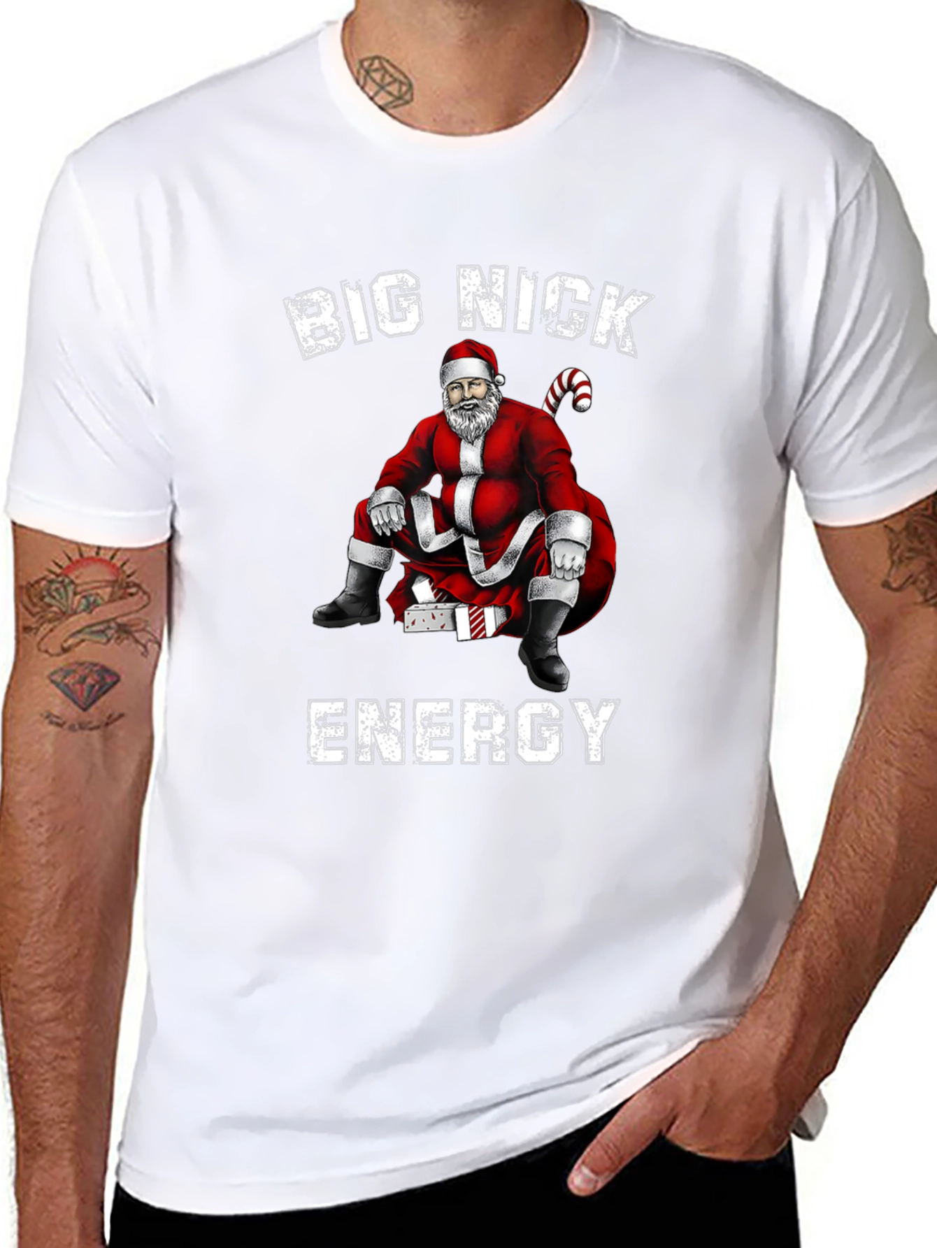 Black Big Nick Energy Santa Graphic T-Shirt view 8