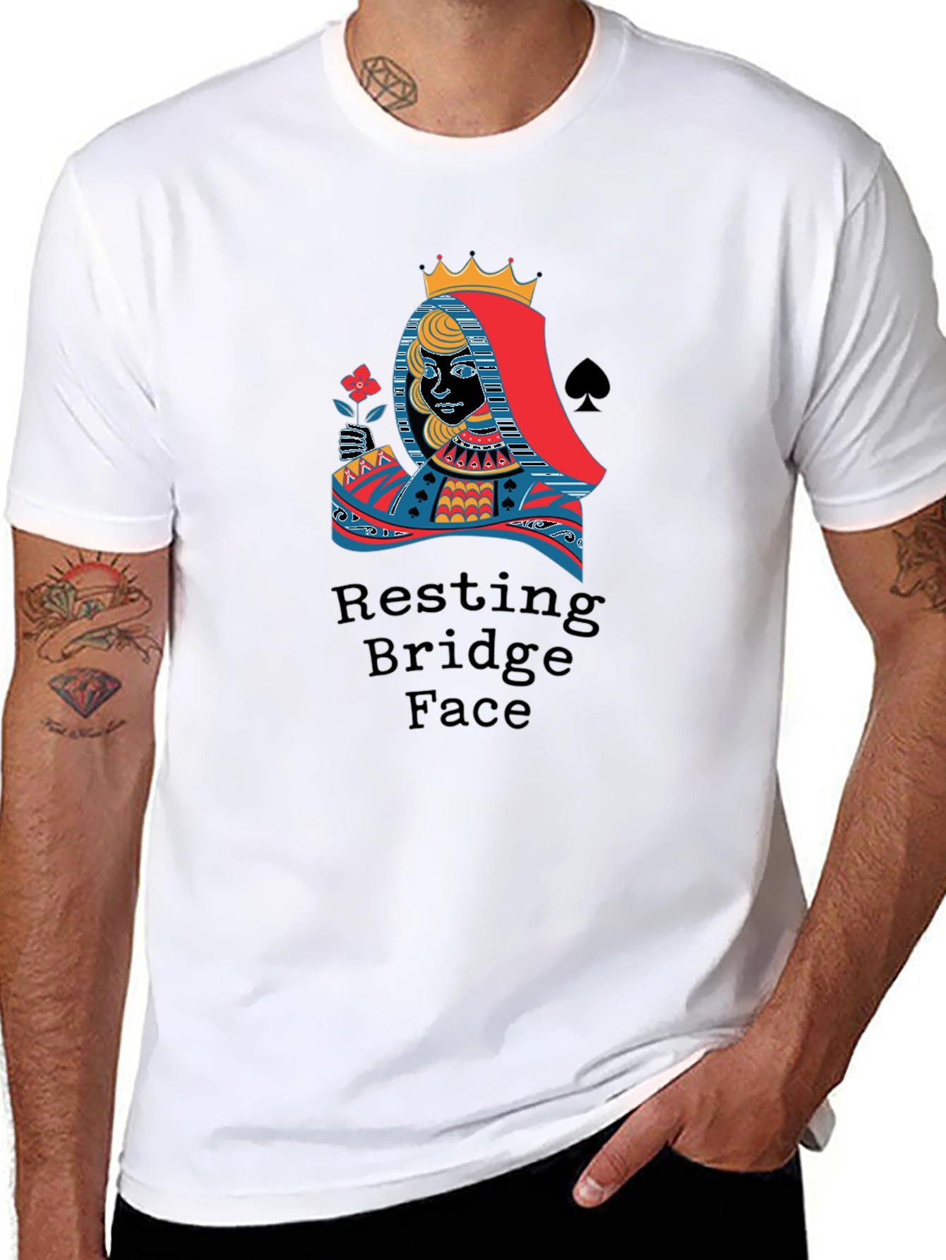 Black Resting Bridge Face T-Shirt - Queen of Spades Design view 8