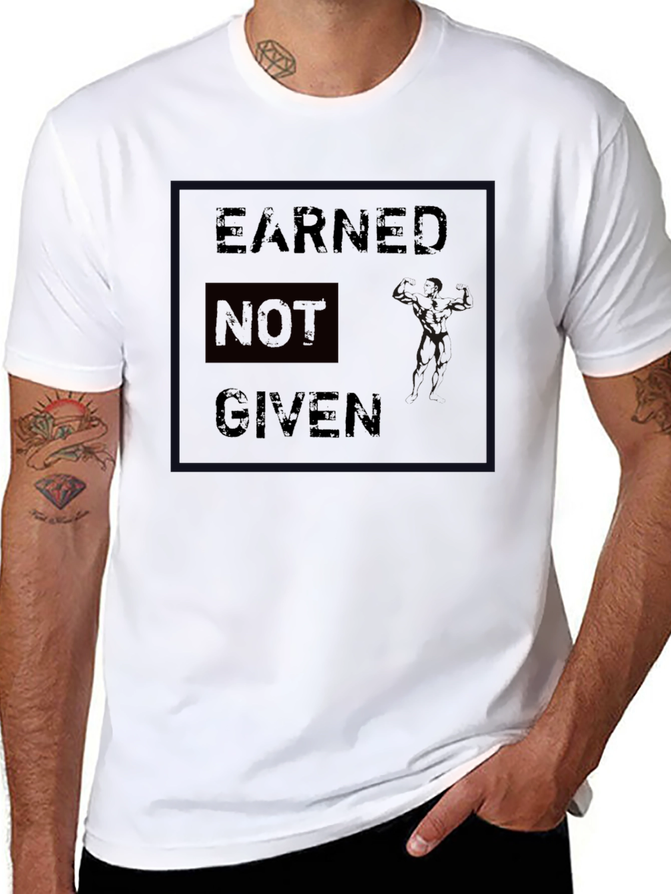 Black Earned Not Given Graphic Print Men's T-Shirt view 8