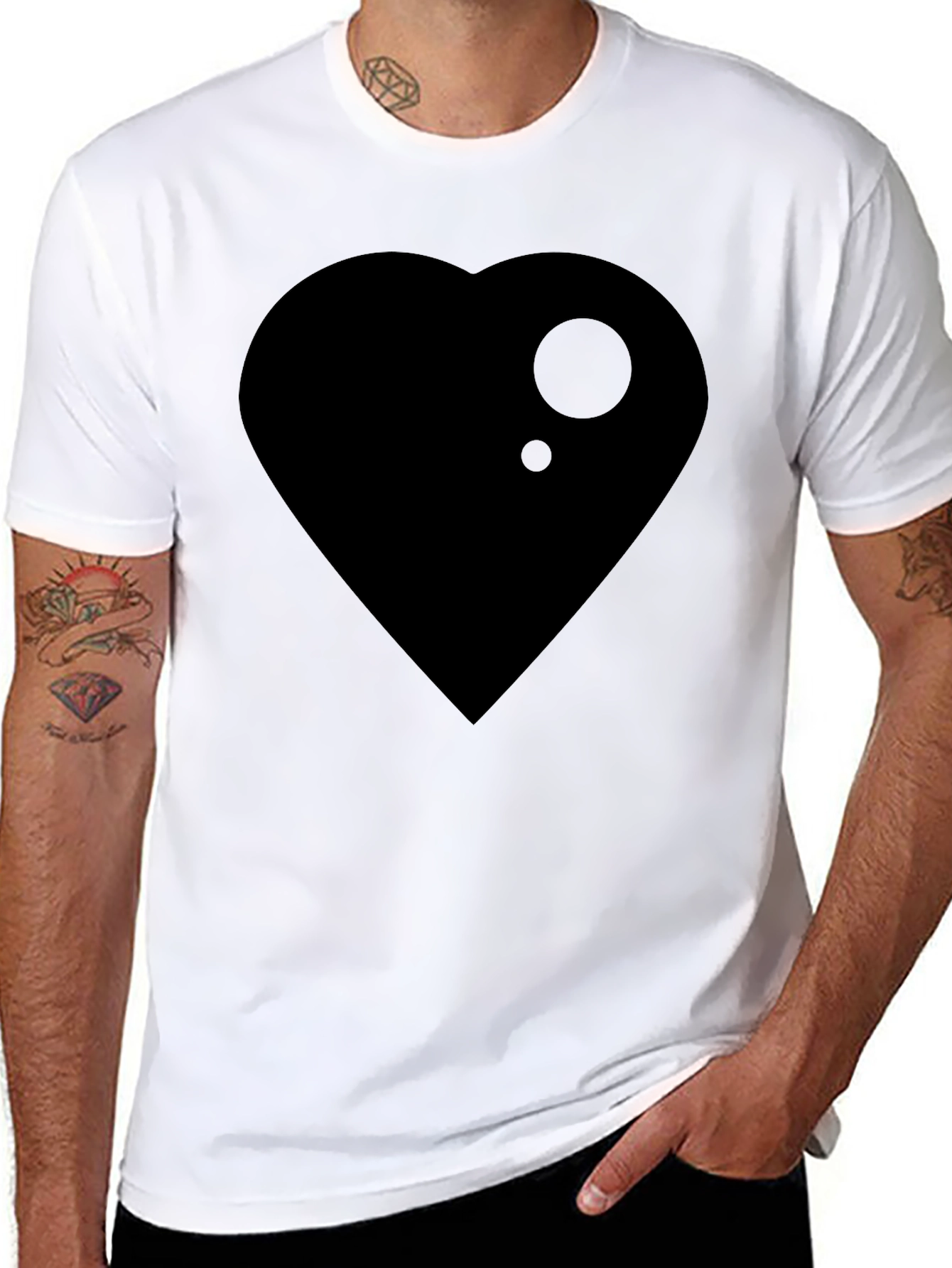 Black Heart Graphic Black Tee Casual Style view 8