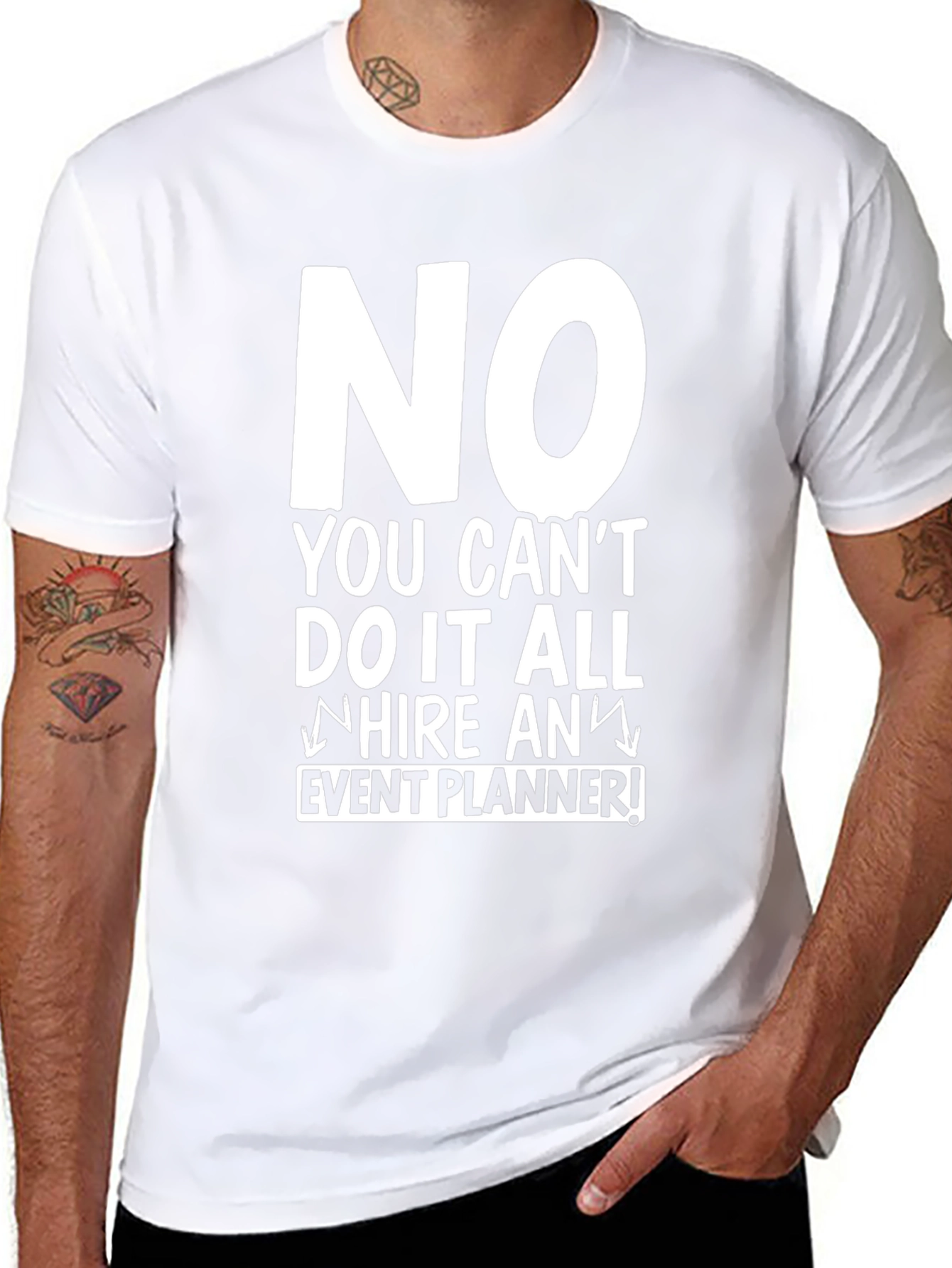 Black Funny Event Planner T-Shirt - "No, Hire an Event Planner!" view 8
