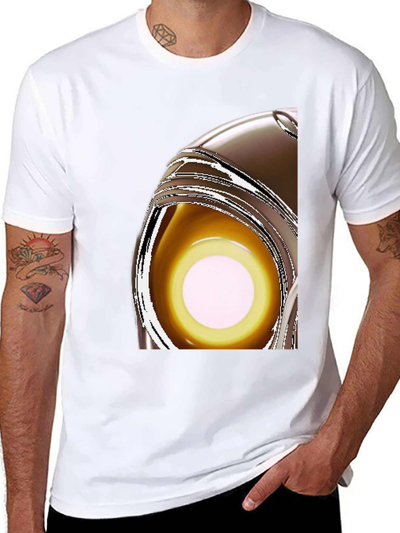 Black Abstract Eye T-Shirt - Modern Graphic Tee view 8