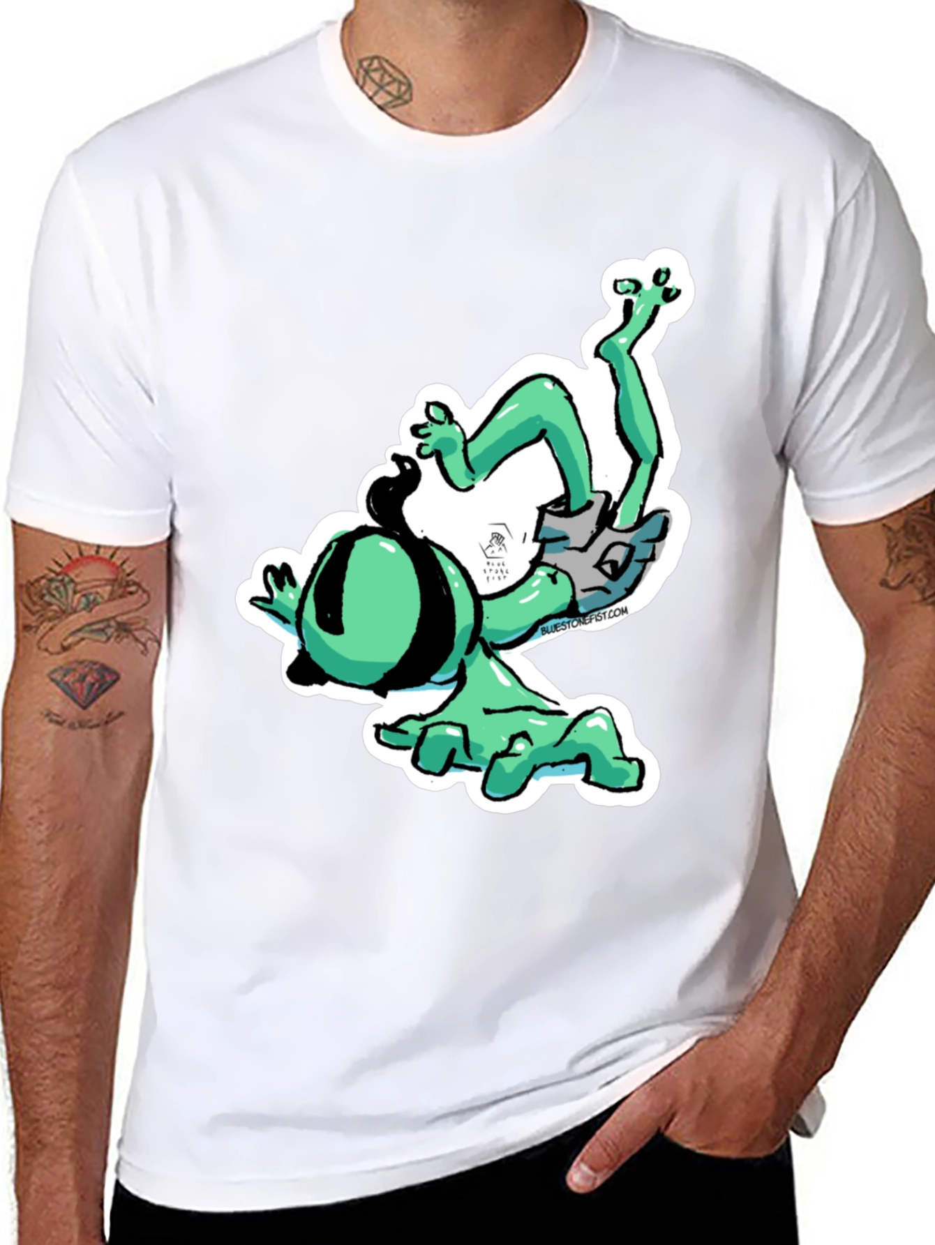 Black Funky Cartoon Alien T-Shirt - Black Cotton Blend view 8