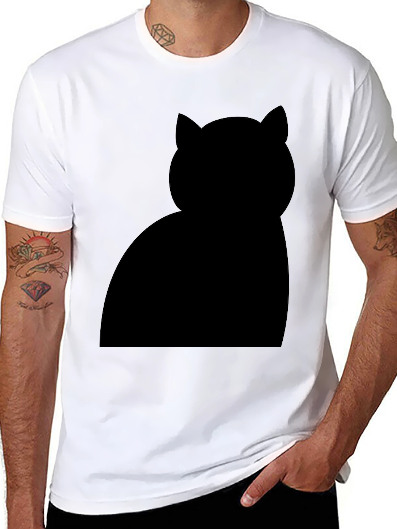 Black Black Cat Silhouette T-Shirt - Unisex Casual Tee view 8