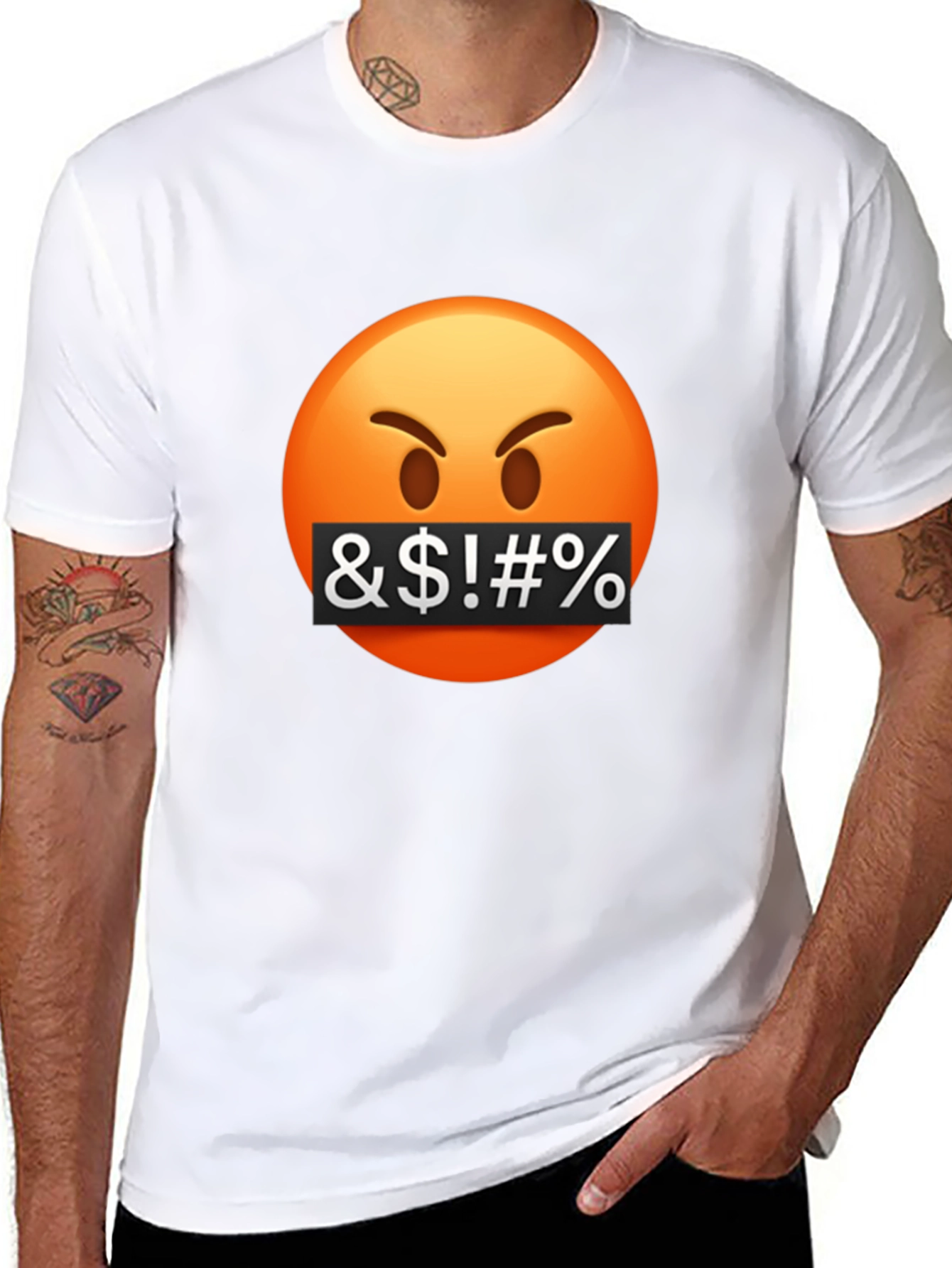 Black Censored Emoji Graphic T-Shirt - Black Cotton Blend view 8