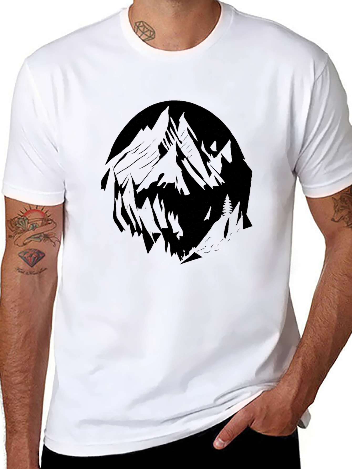 Black Mountain Graphic Tee - Black Crew Neck T-Shirt view 8