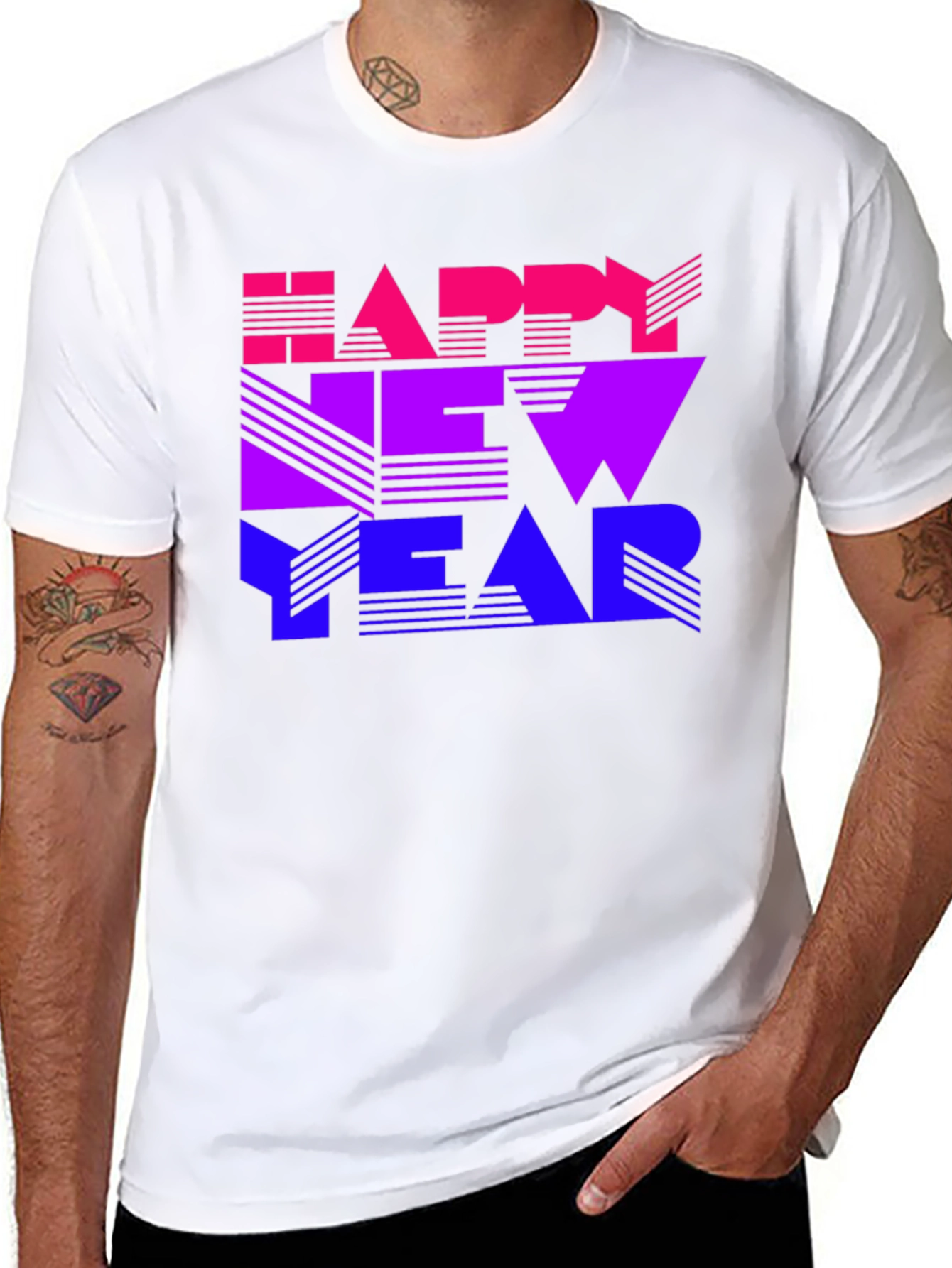 Black Happy New Year Gradient T-Shirt view 8