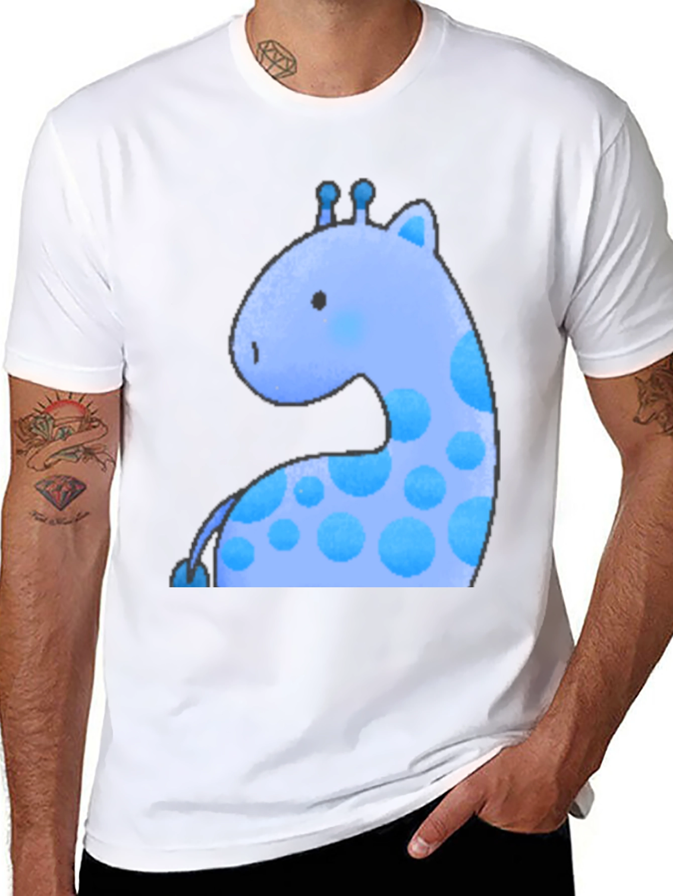 Black Blue Giraffe Graphic Tee - Soft & Stylish view 8