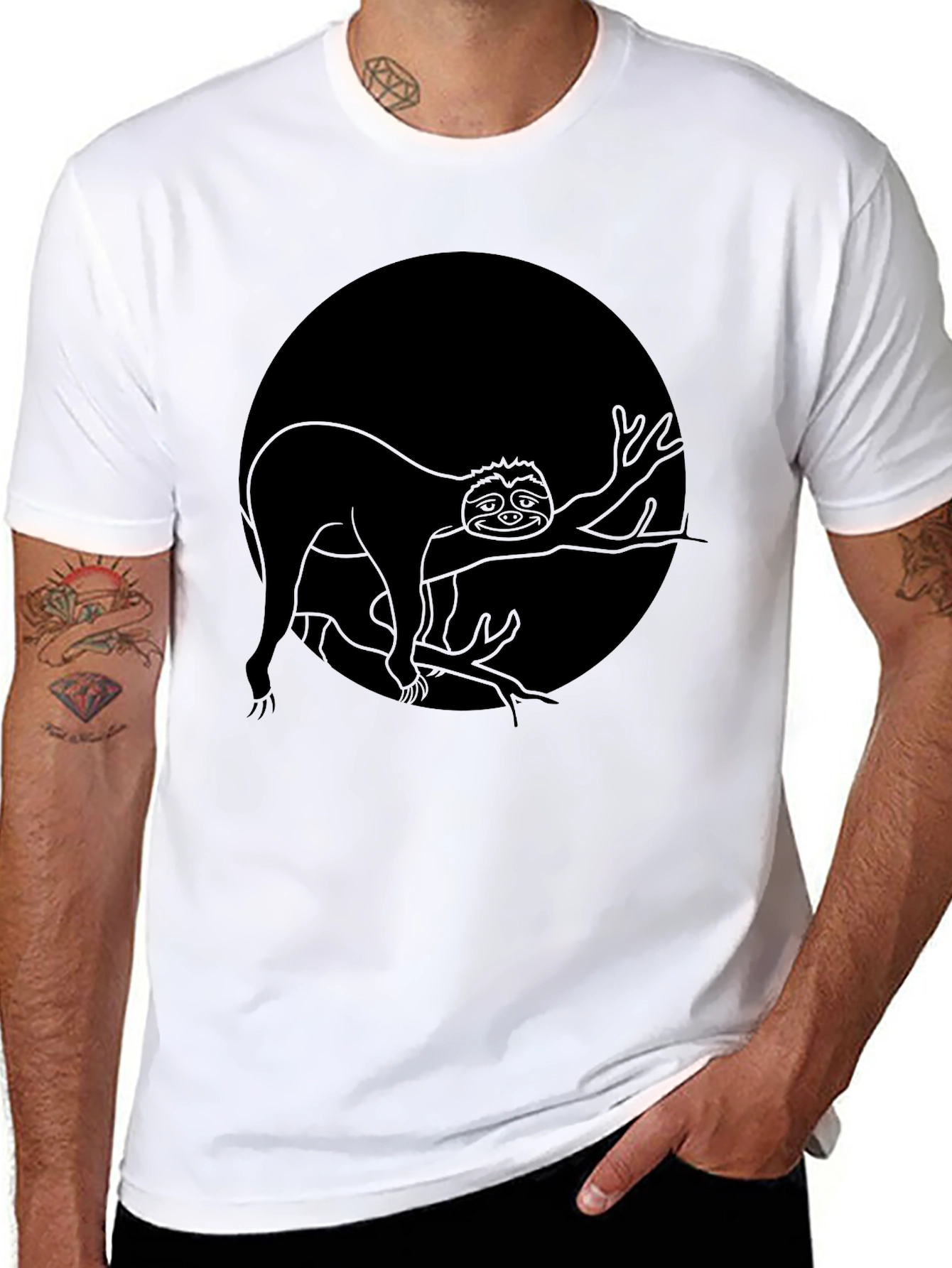Black Sloth on Branch Graphic T-Shirt view 8