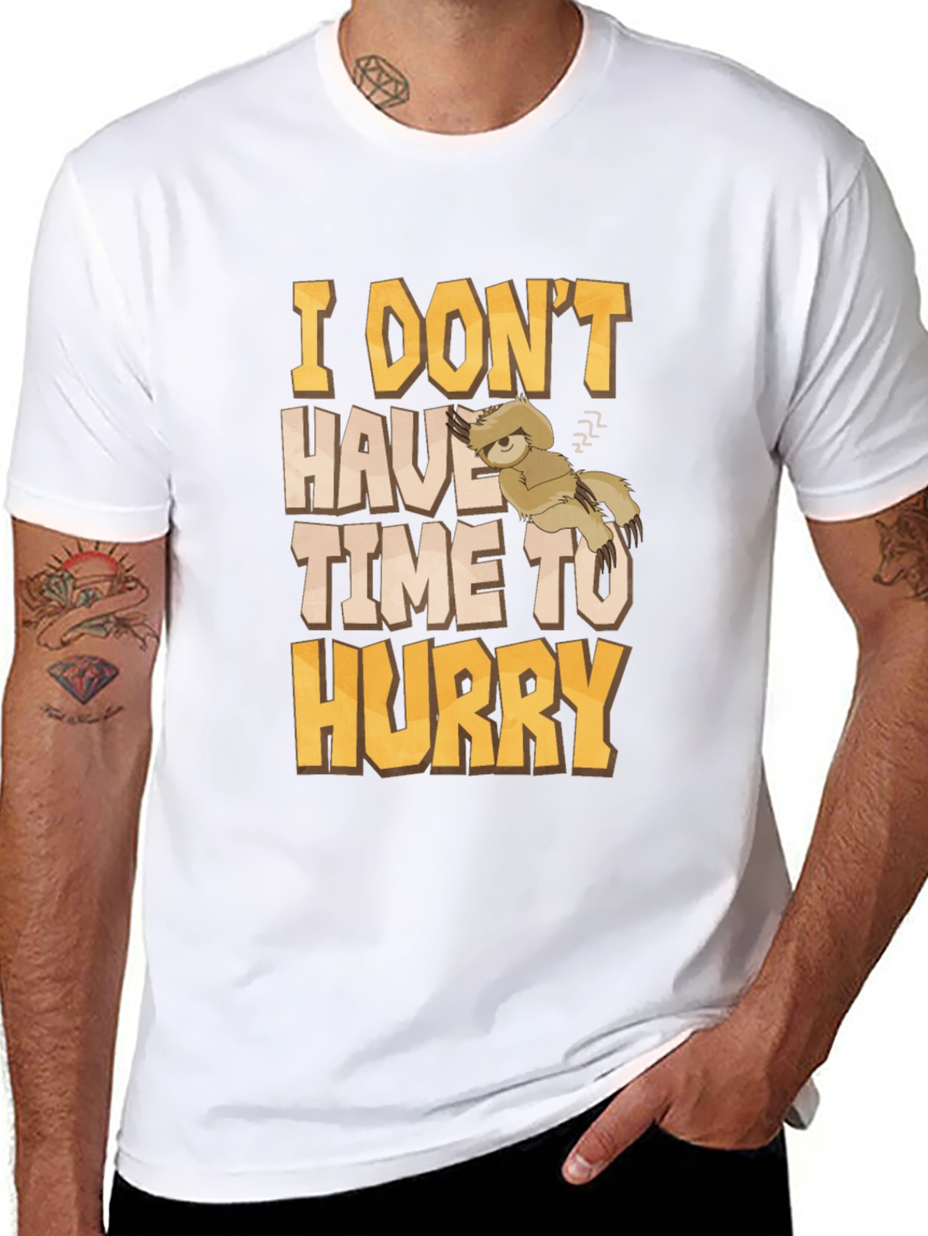Black Funny Sloth Graphic T-Shirt - I Don't Have Time to Hurry view 8