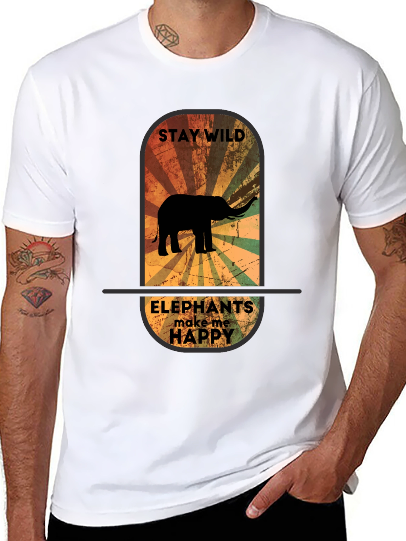 Stay Wild Elephant Graphic Tee - Unisex Black T-Shirt - 8