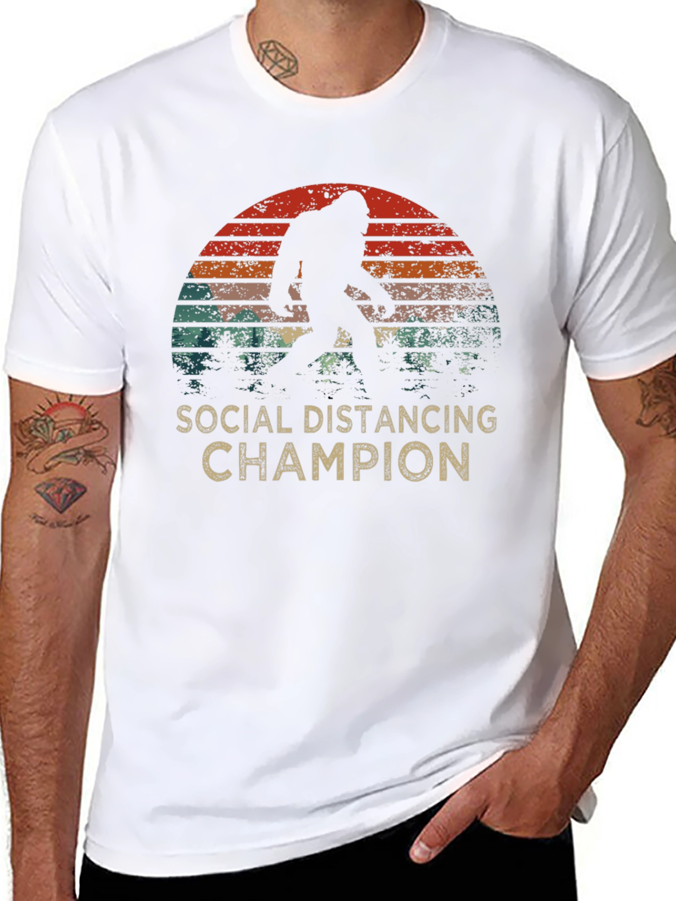Black Social Distancing Champion Bigfoot T-Shirt view 8