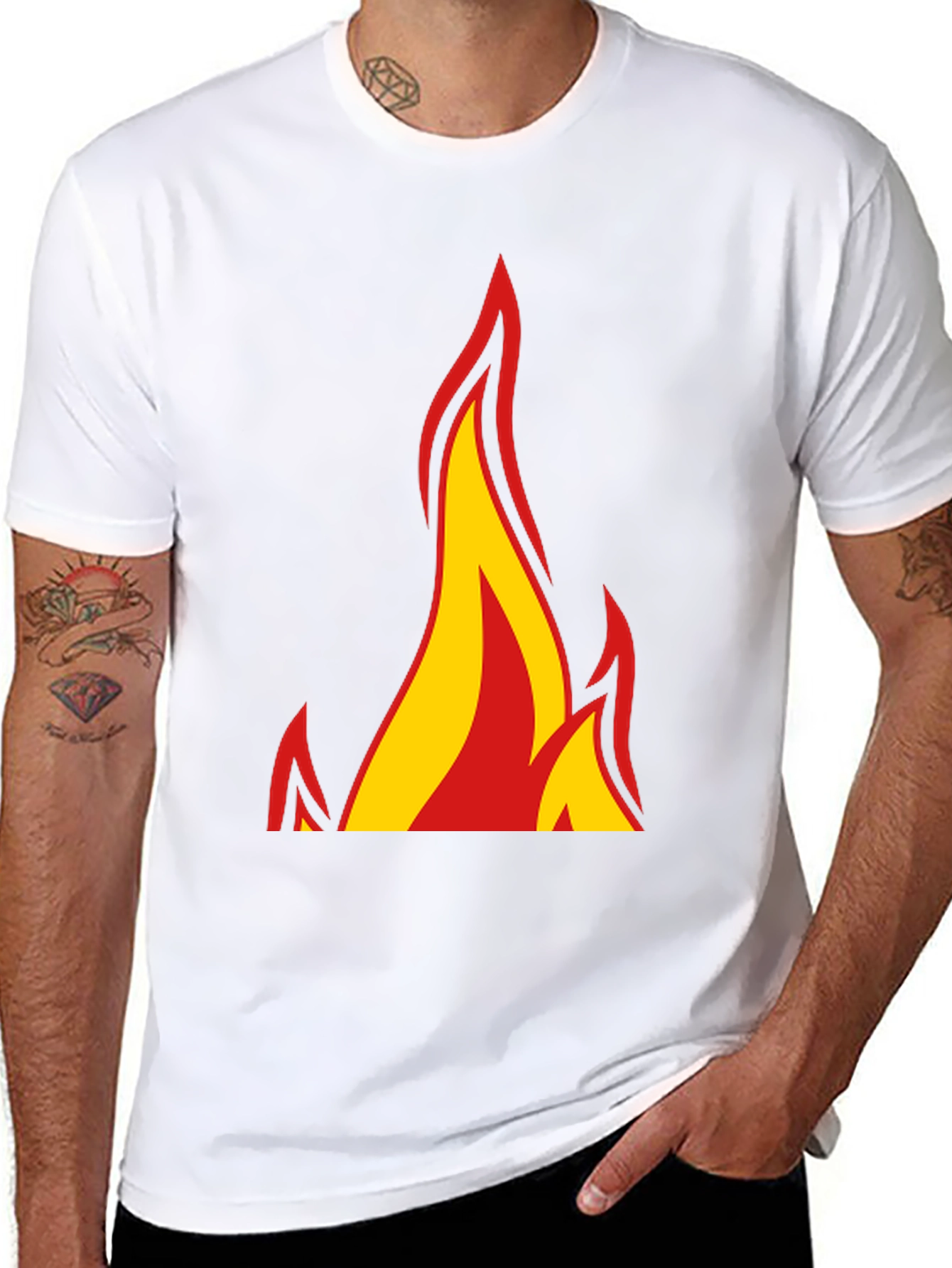 Black Bold Flame Graphic Black T-Shirt view 8