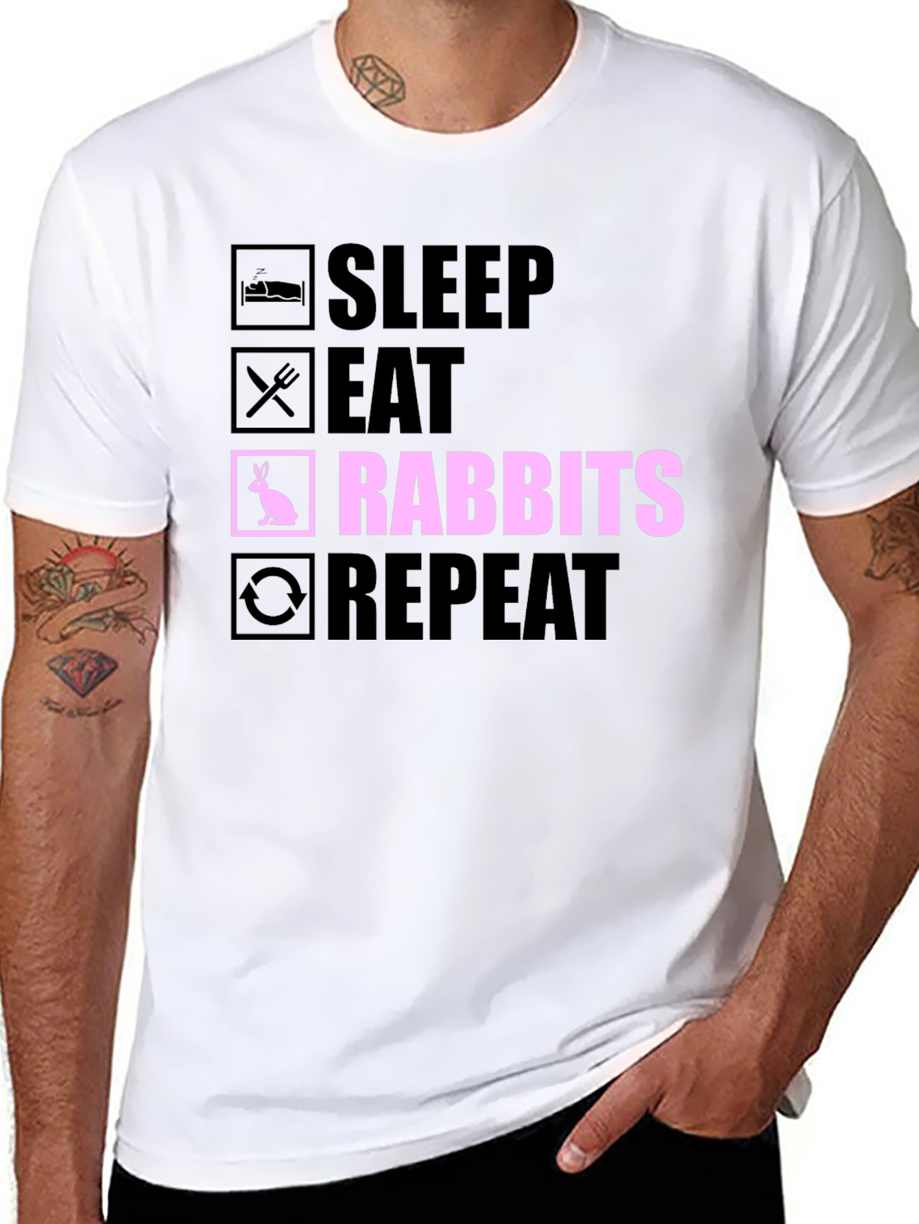 Black Sleep Eat Rabbits Repeat T-Shirt view 8
