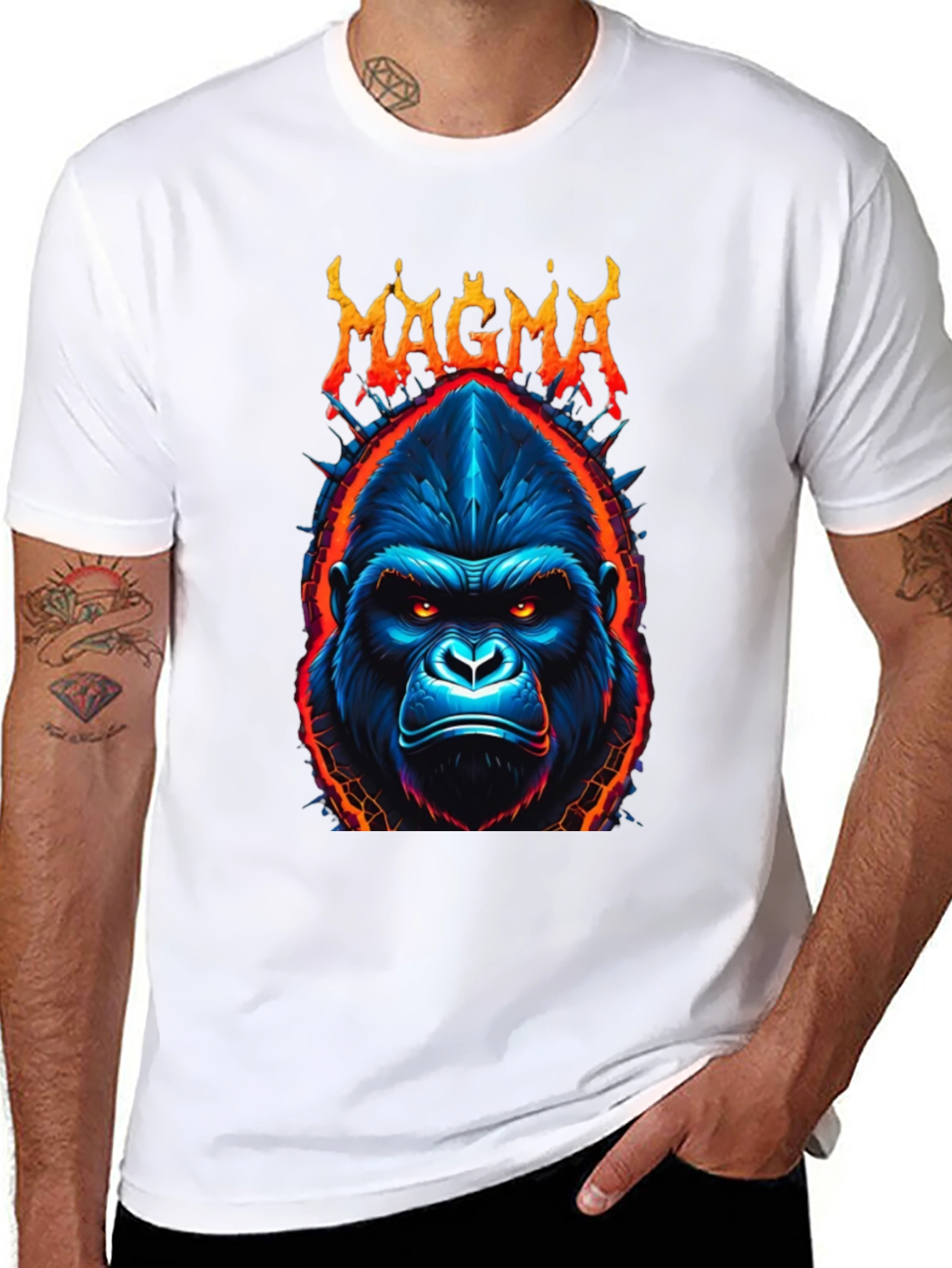 Black Magma Gorilla Graphic Tee - Bold Black T-Shirt view 8