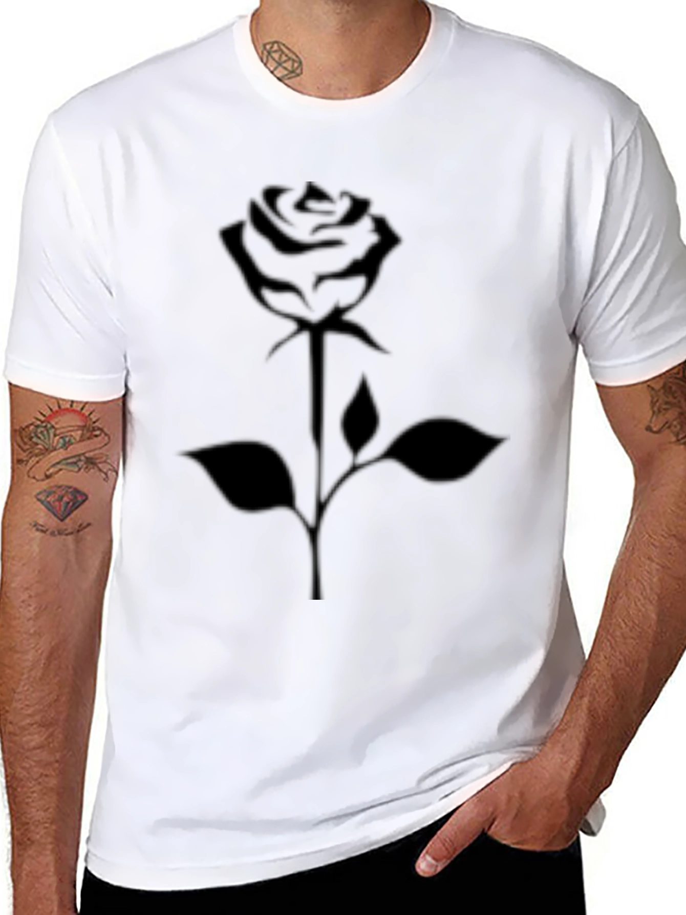 Black Black Rose Graphic Tee - Men's Casual Style view 8