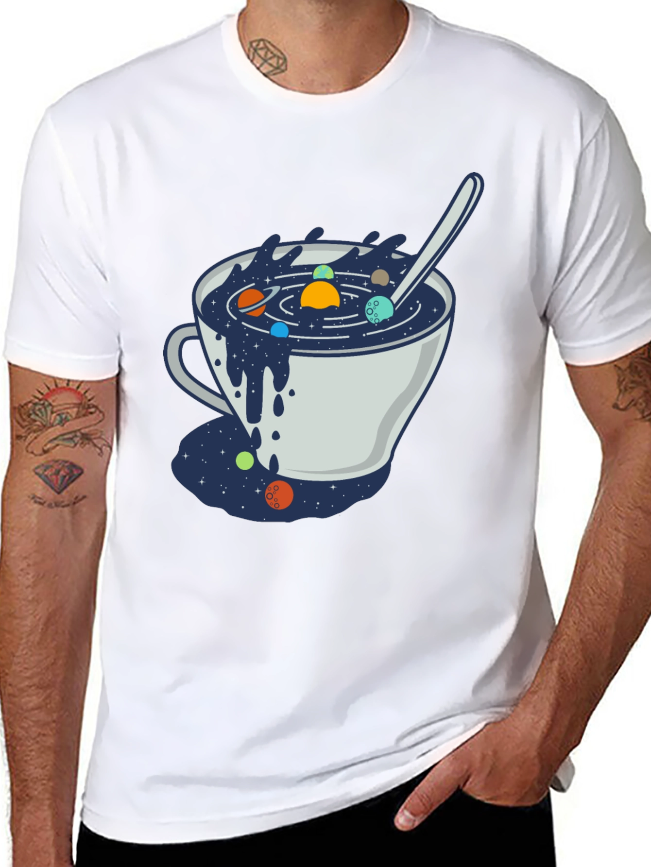 Black Cosmic Soup T-Shirt - Unique Space Design view 8