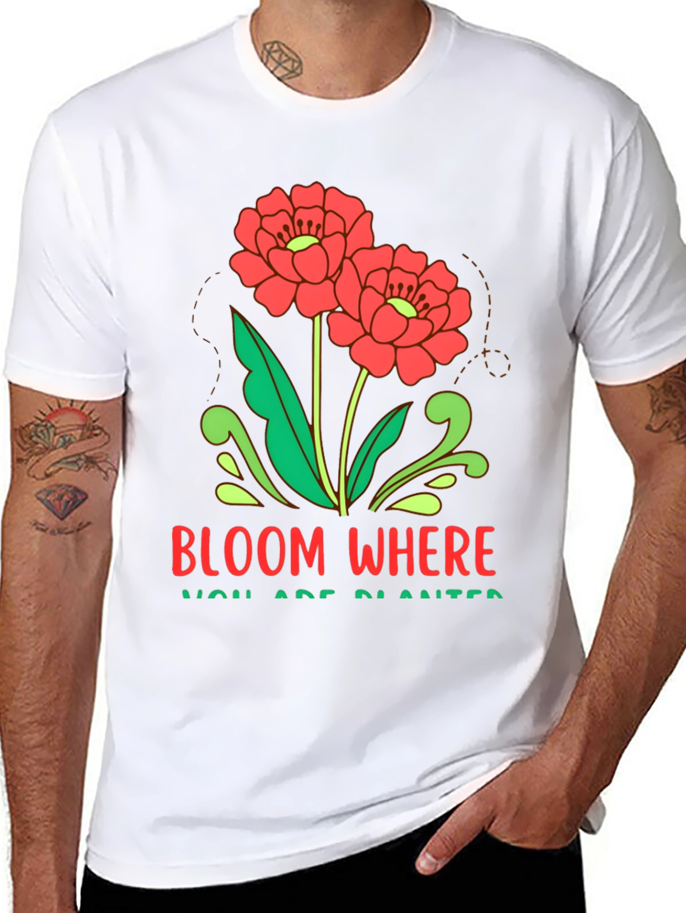 Black Bloom Where You Are Planted Graphic Tee view 8