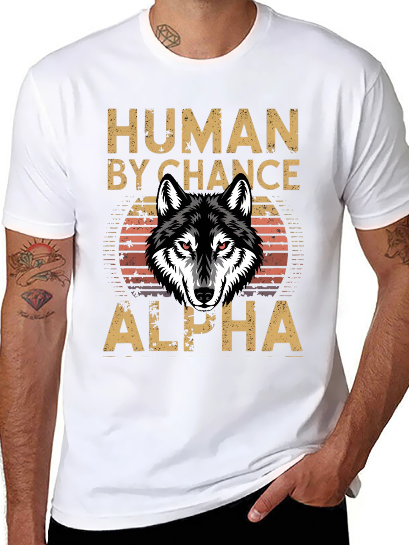 Black Human By Chance Alpha Wolf Graphic T-Shirt view 8
