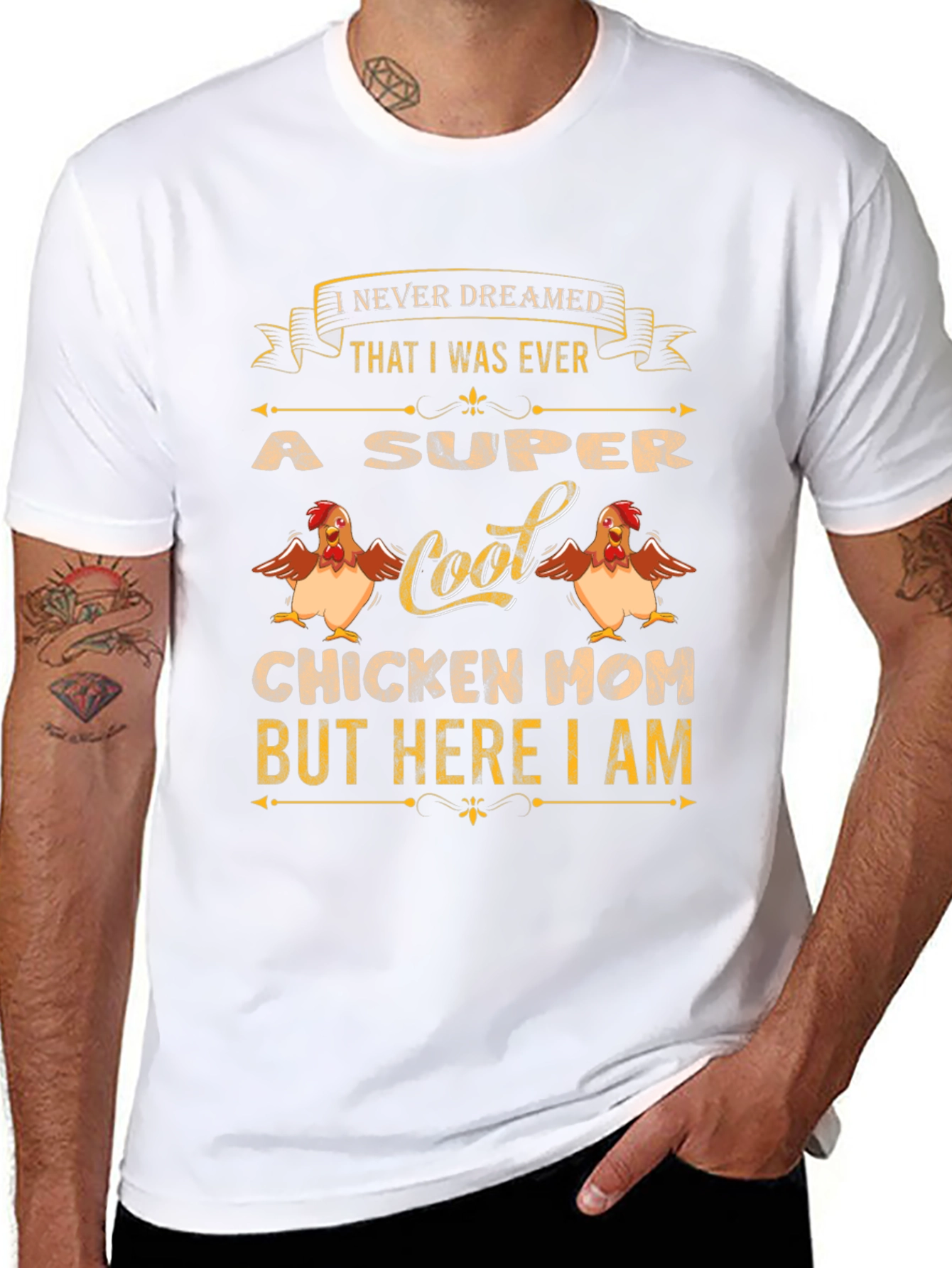 Black Super Cool Chicken Mom T-Shirt - Novelty Tee view 8