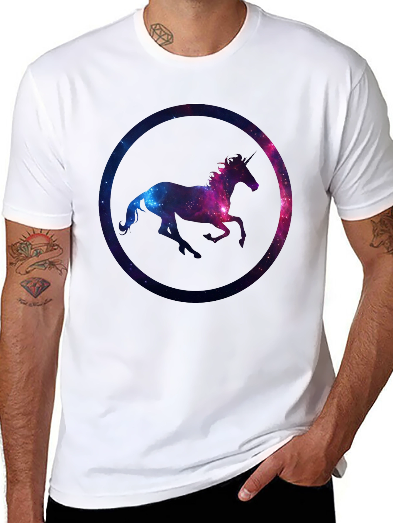 Black Unicorn Galaxy Graphic T-Shirt view 8