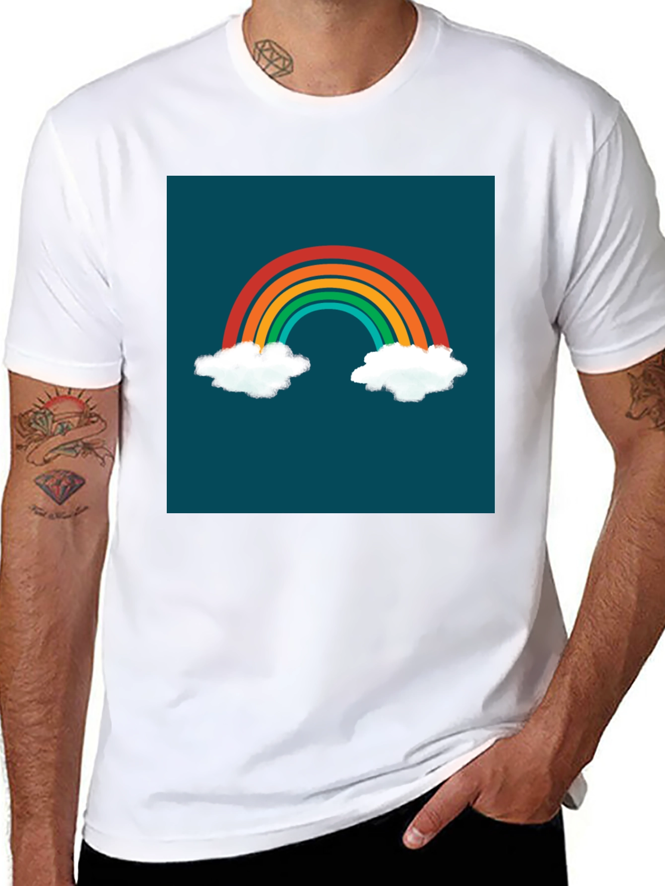 Black Rainbow Cloud Graphic Tee - Stylish & Unique! view 8