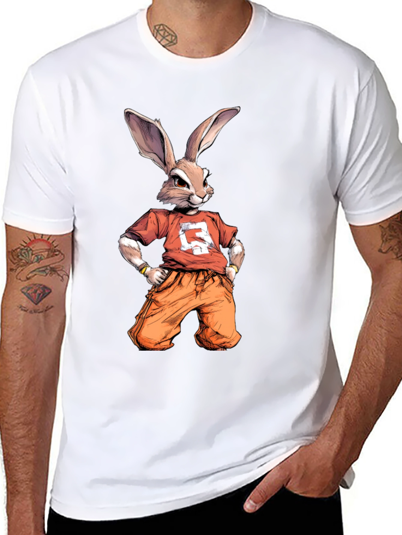 Black Cool Rabbit Graphic T-Shirt - Urban Streetwear Style view 8