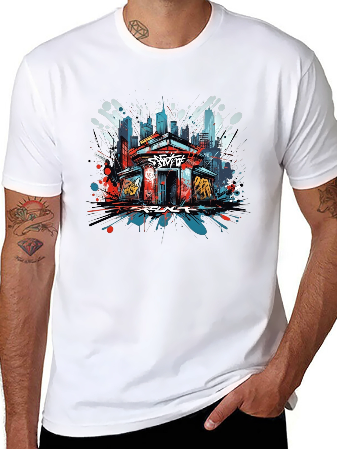 Black Urban Graffiti Art T-Shirt view 8