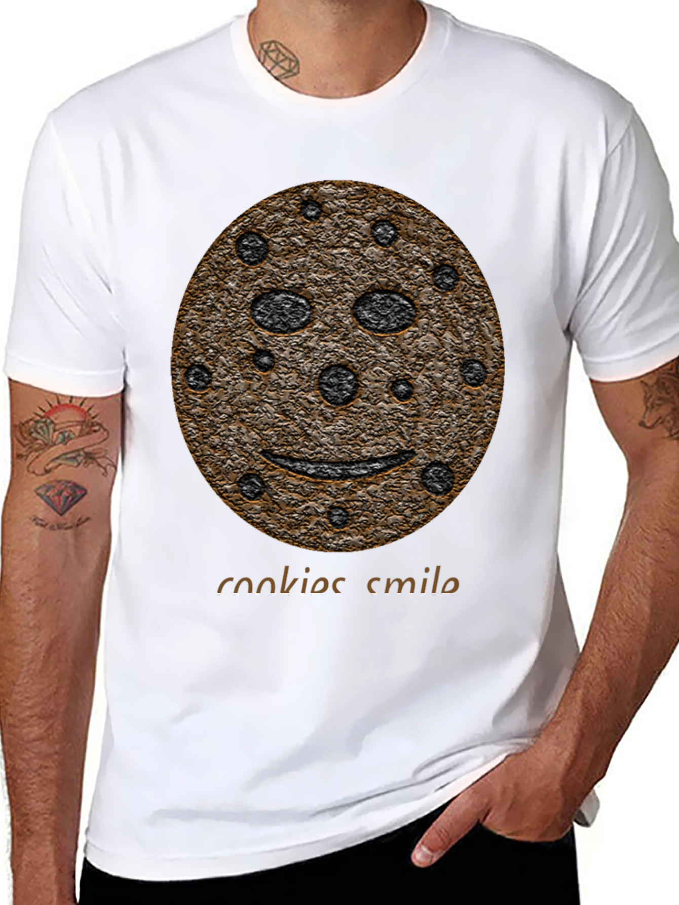 Black Cookie Smile Graphic Black T-Shirt view 8