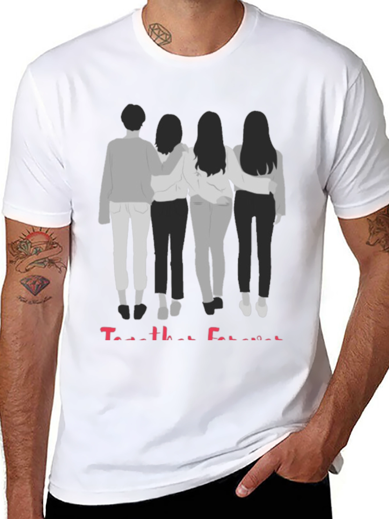 Black Together Forever Best Friends Graphic Tee view 8