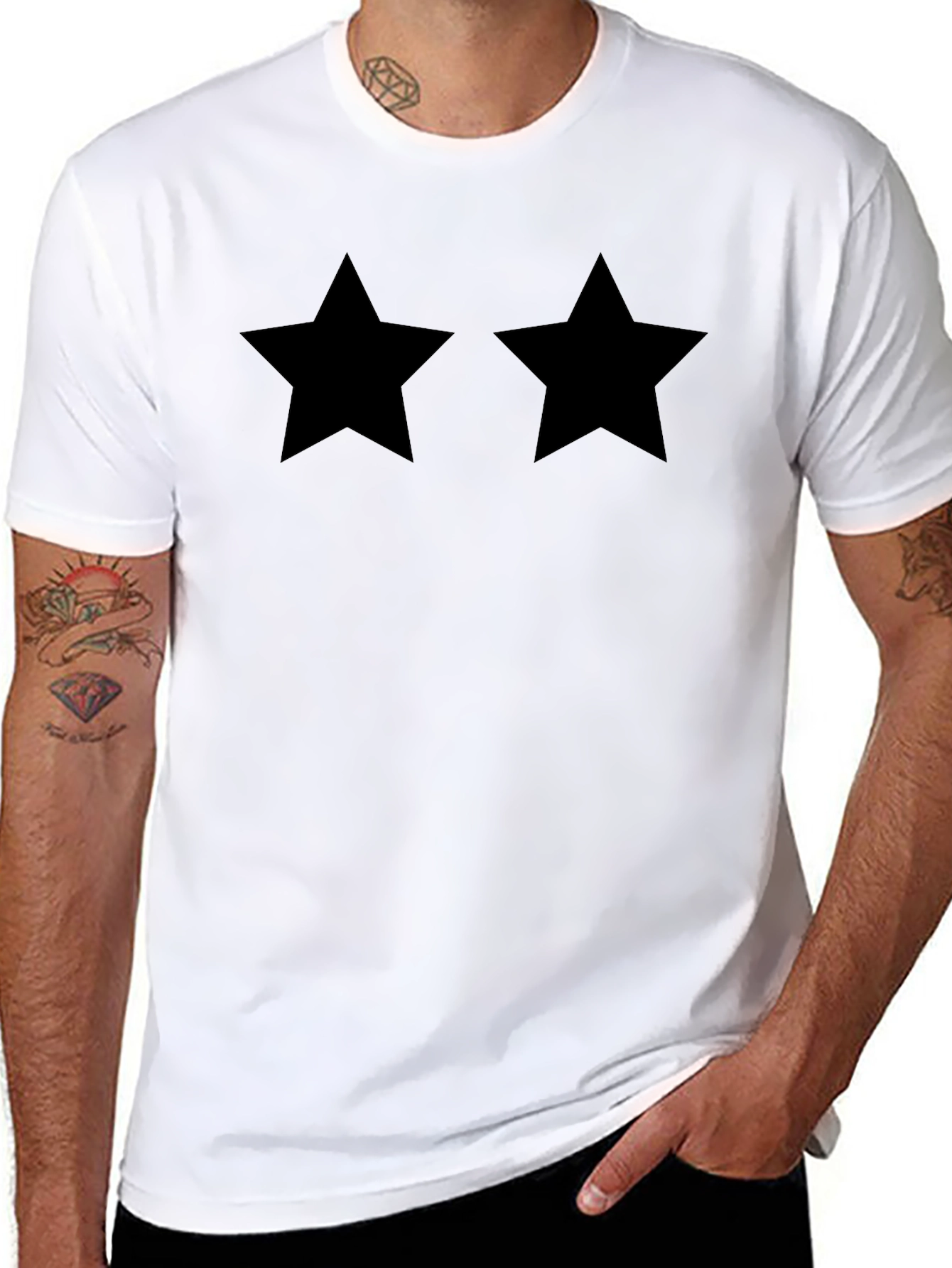 Black Two Stars Black T-Shirt view 8