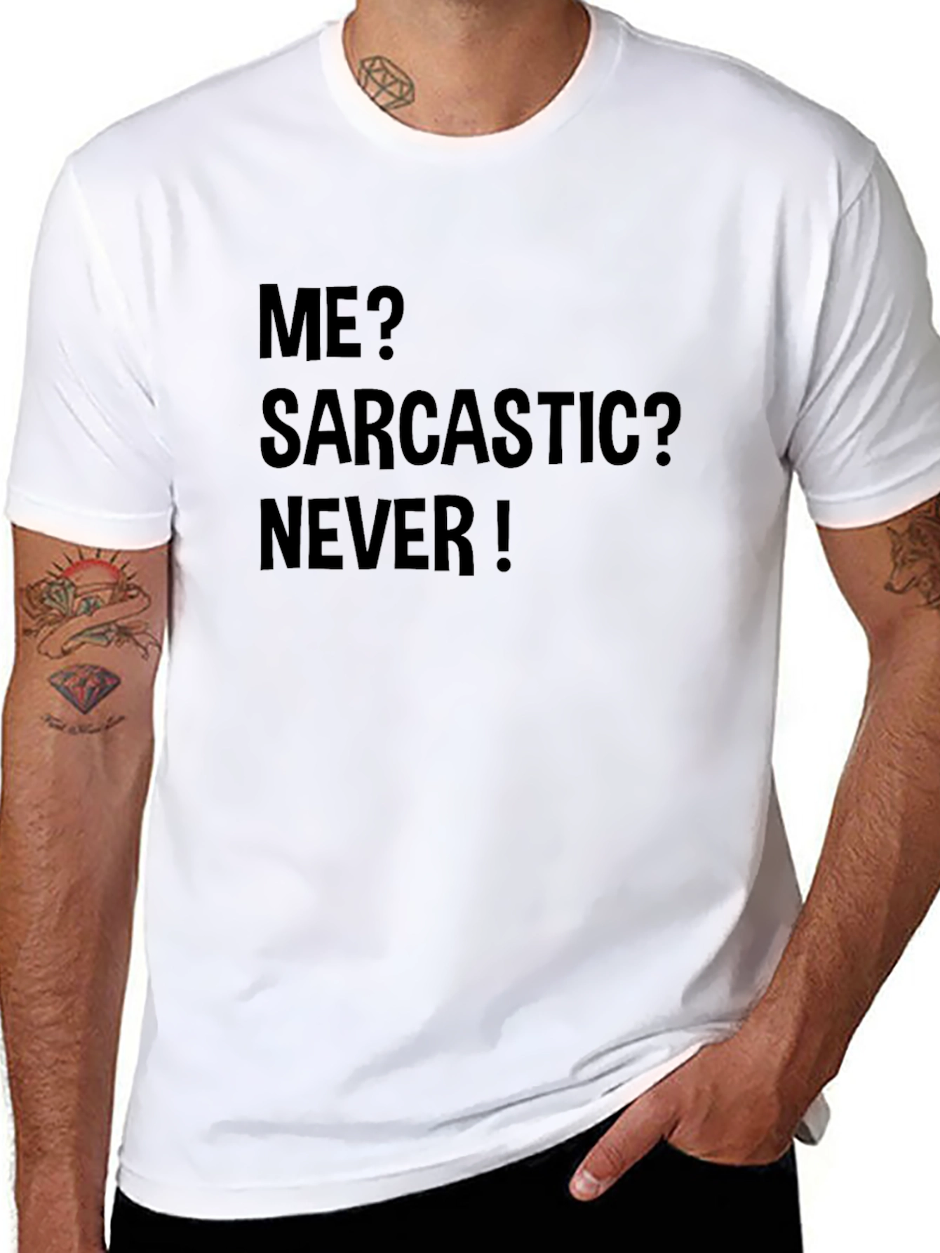 Black Sarcastic? Never! Black Graphic Tee view 8