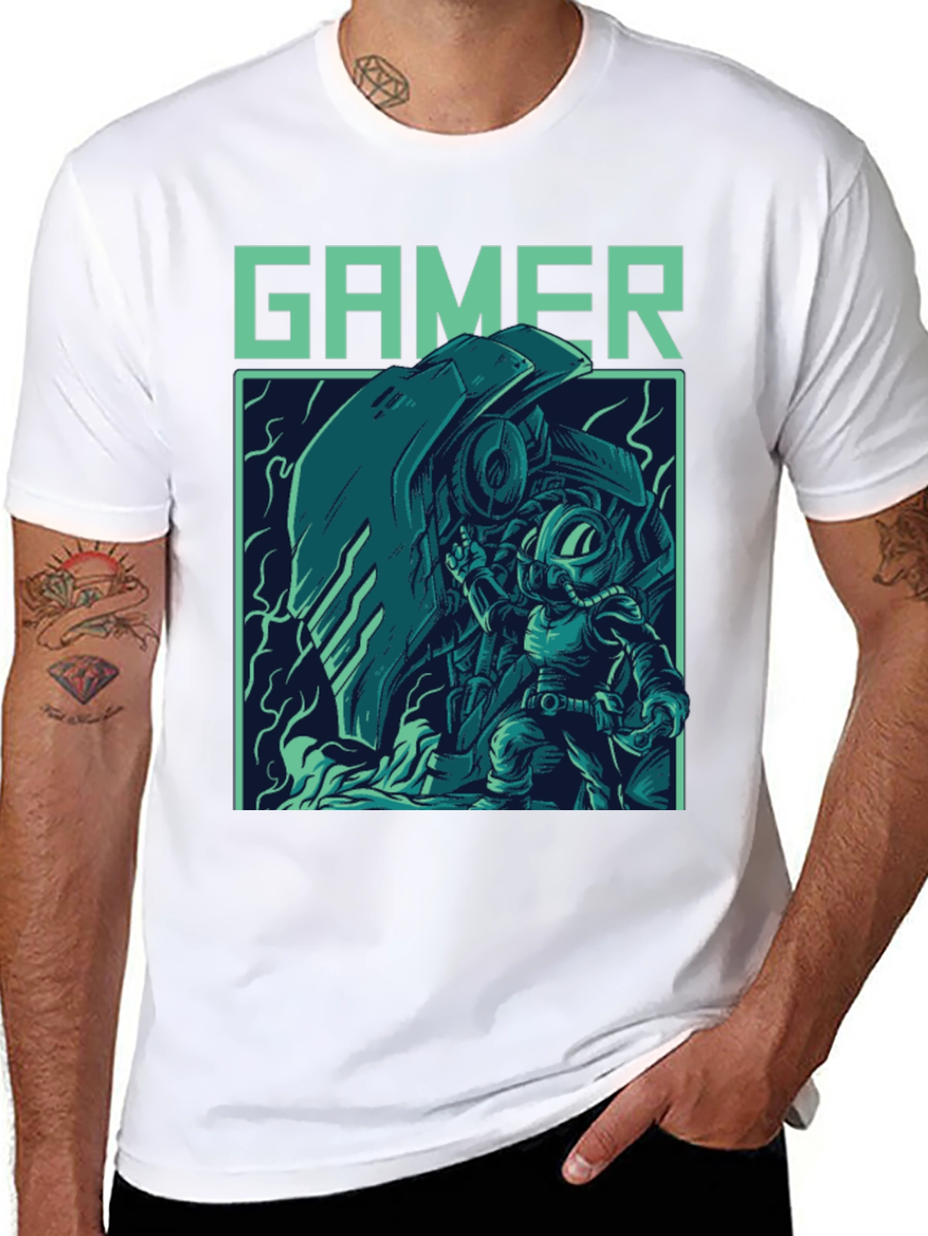 Black Gamer Graphic T-Shirt - Cool Retro Style view 8