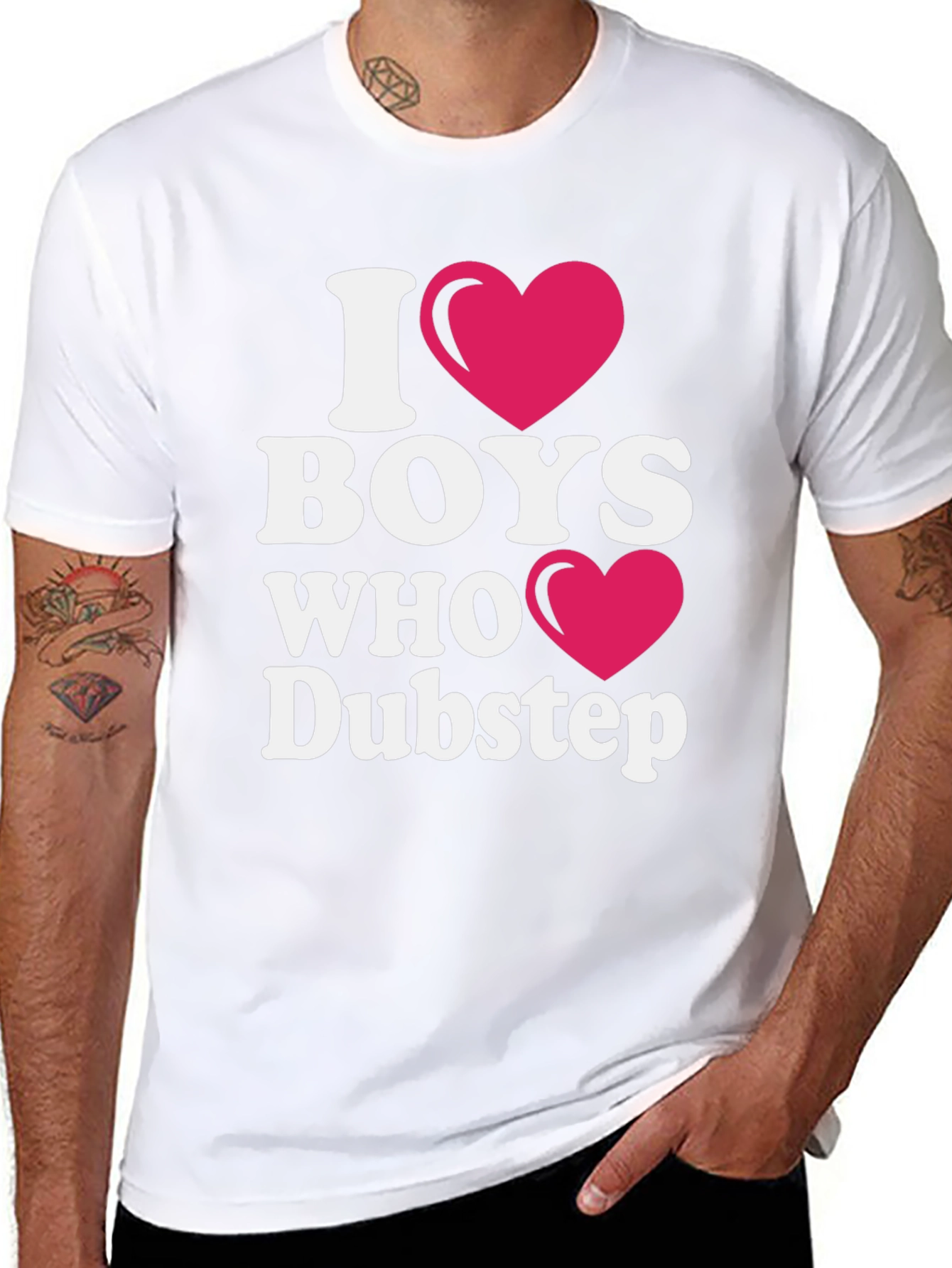 Black I Love Boys Who Like Dubstep T-Shirt view 8