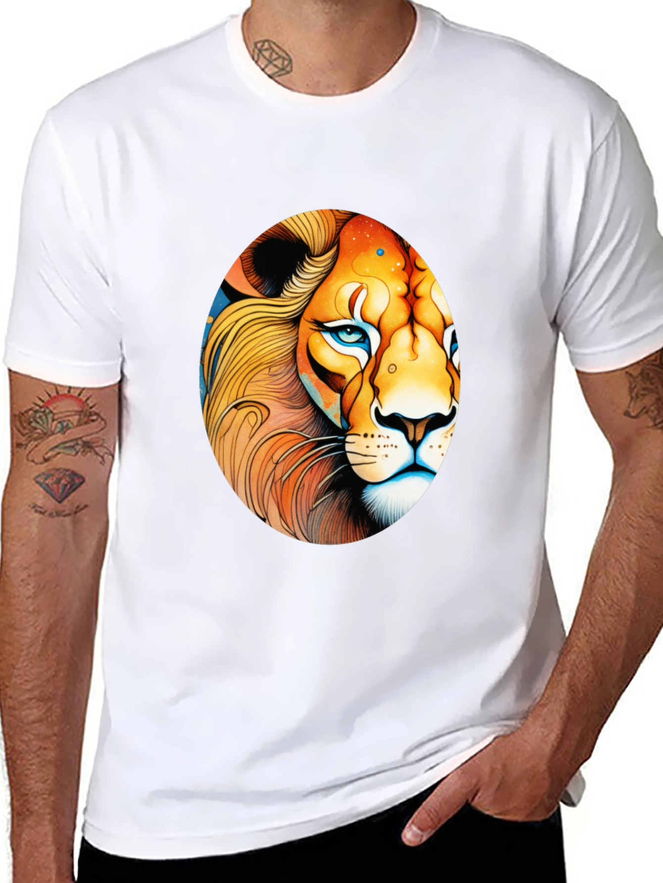 Black Lion Graphic Black T-Shirt view 8