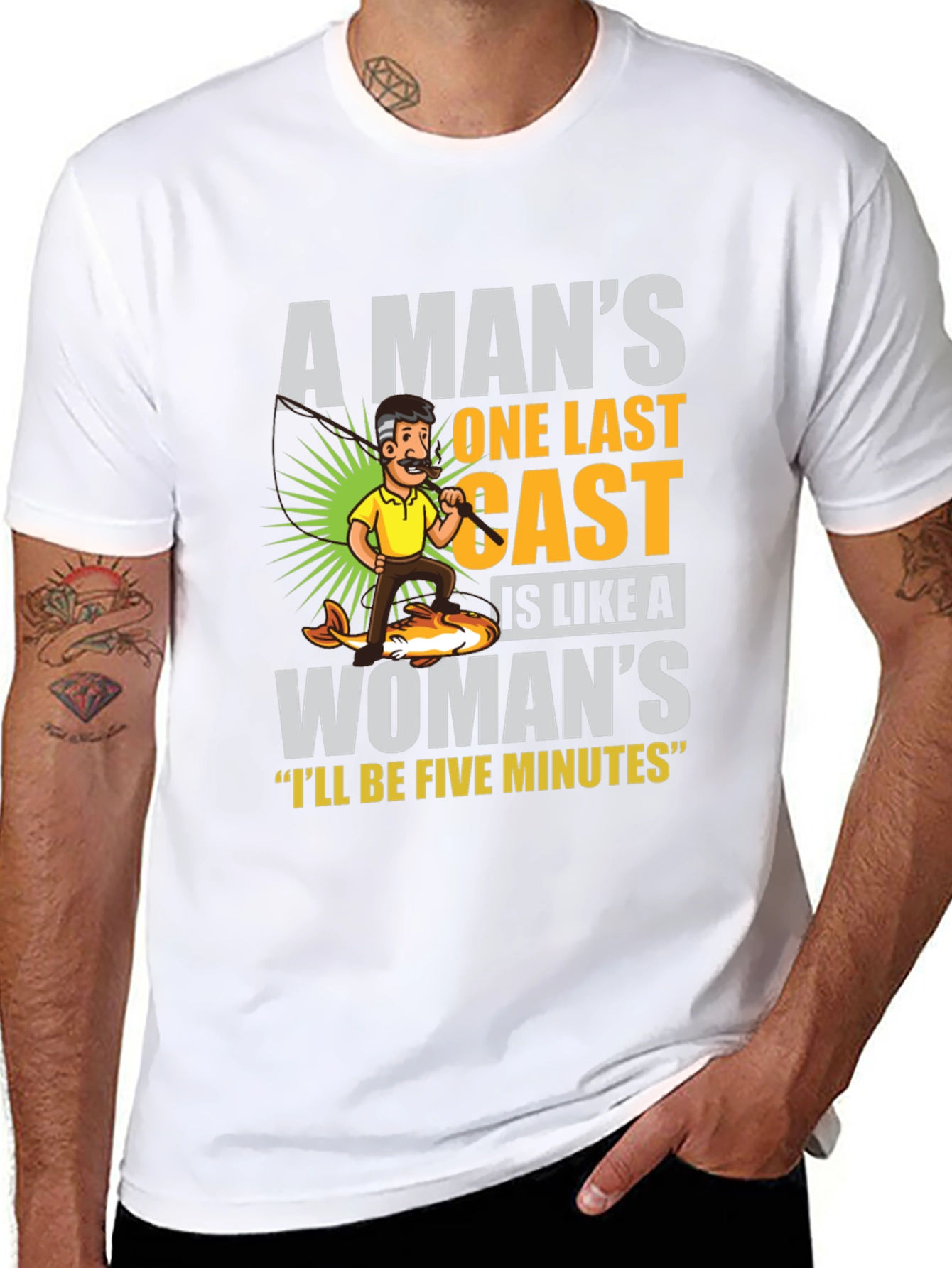 Black Funny Fishing T-Shirt: A Man's One Last Cast view 8