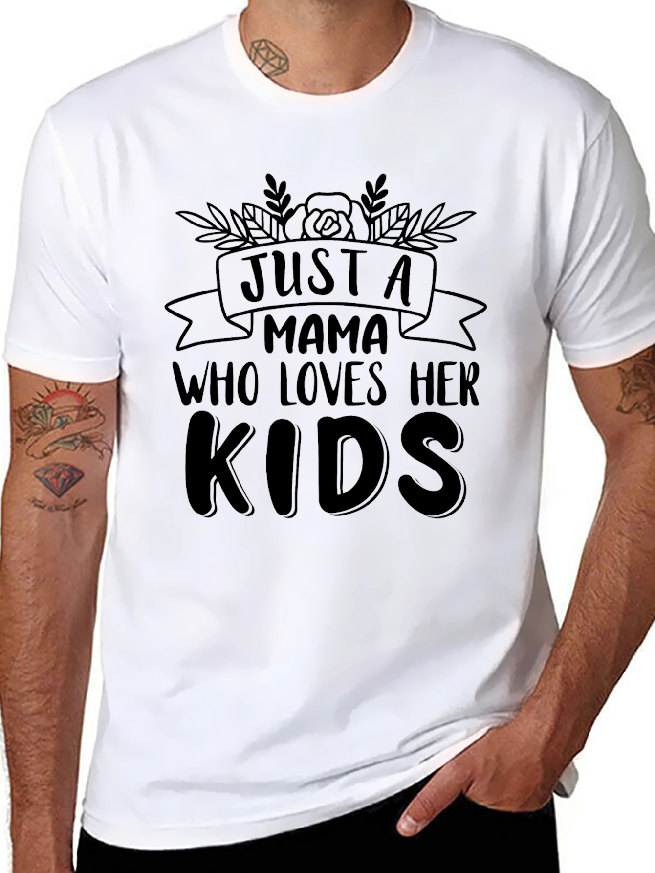 Black Just A Mama Who Loves Her Kids Black T-Shirt view 8